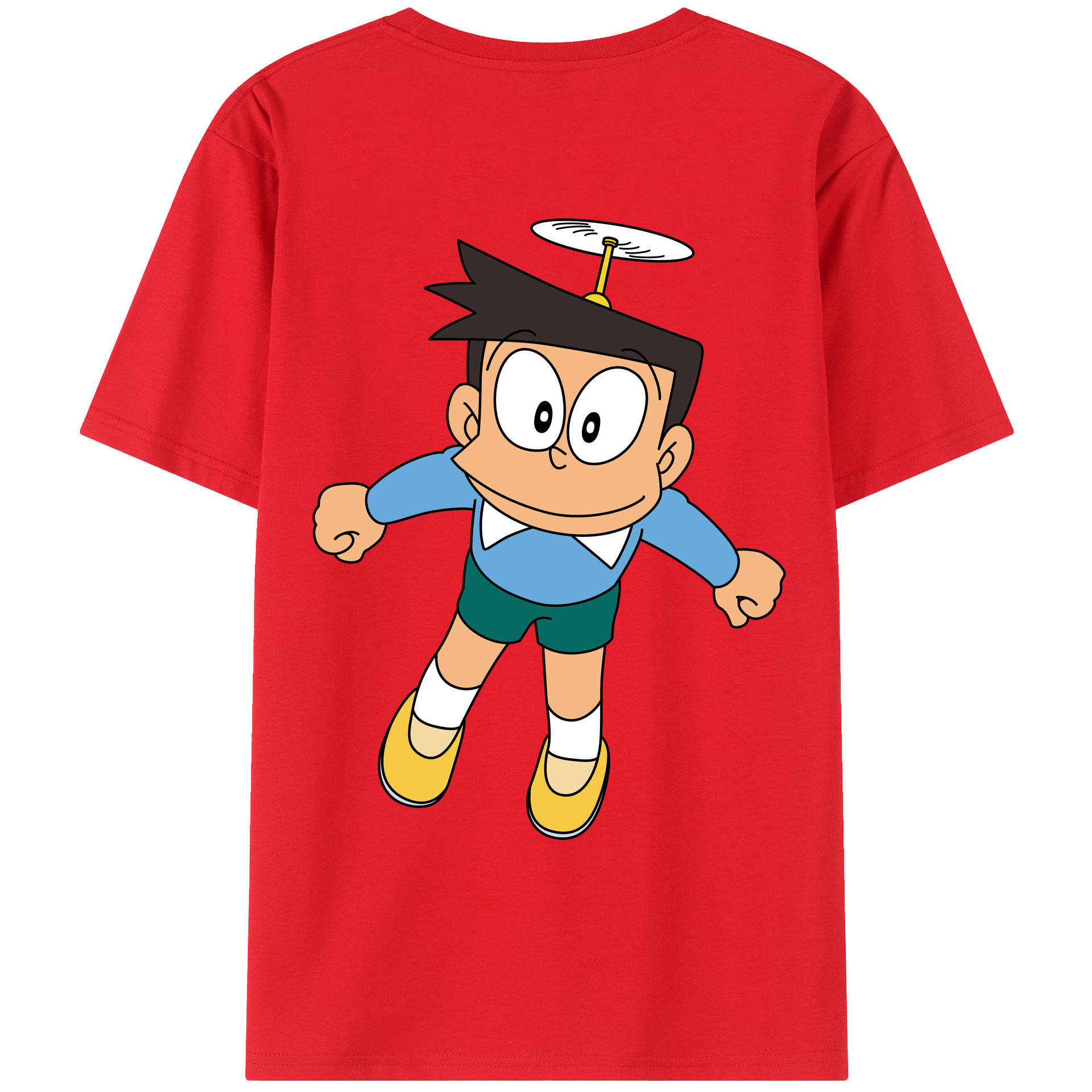 （画像用） ドラえもん 骨川 スネ夫 Doraemon Honekawa Suneo 綿100％ メンズ半袖Tシャツ（バックプリント） 通気性
