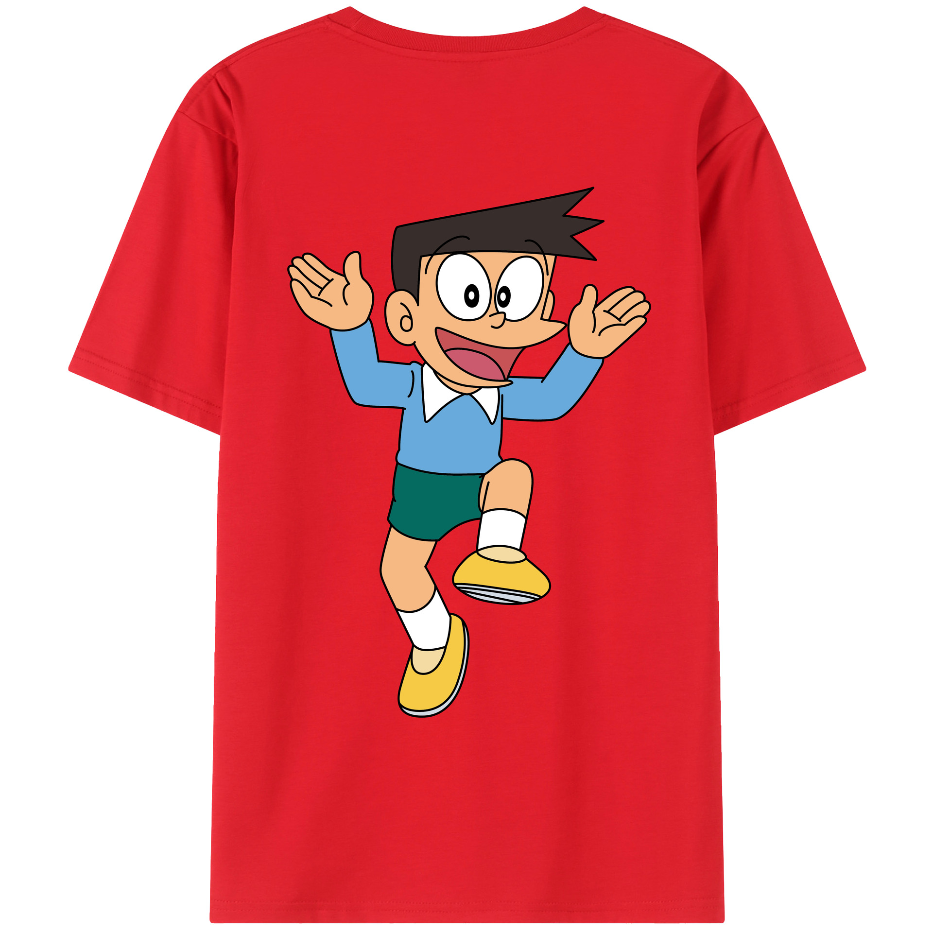 （画像用） ドラえもん 骨川 スネ夫 Doraemon Honekawa Suneo 綿100％ メンズ半袖Tシャツ（バックプリント） 通気性