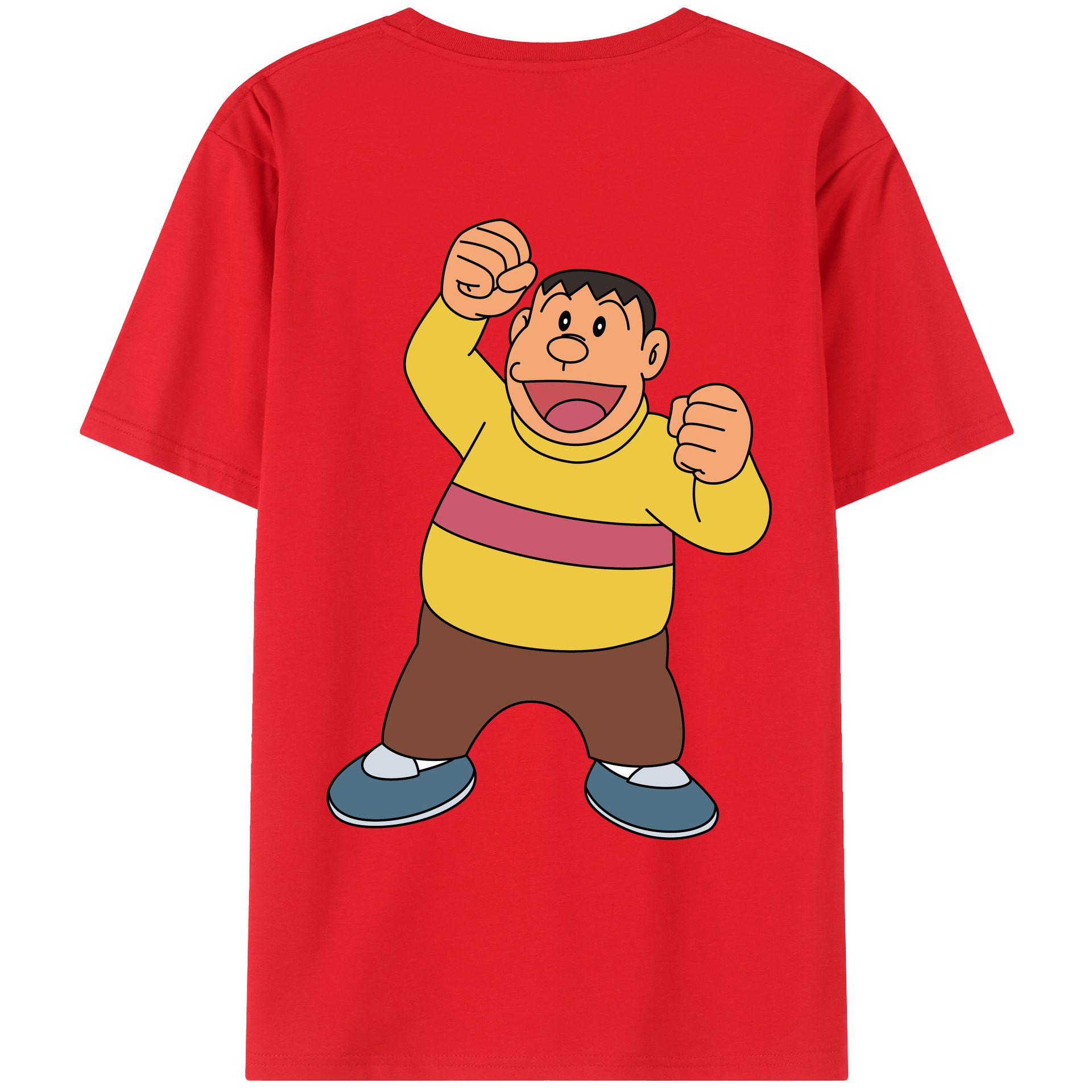 （画像用） ドラえもん 剛田武 Doraemon Gouta Takeshi 綿100％ メンズ半袖Tシャツ（バックプリント） 通気性