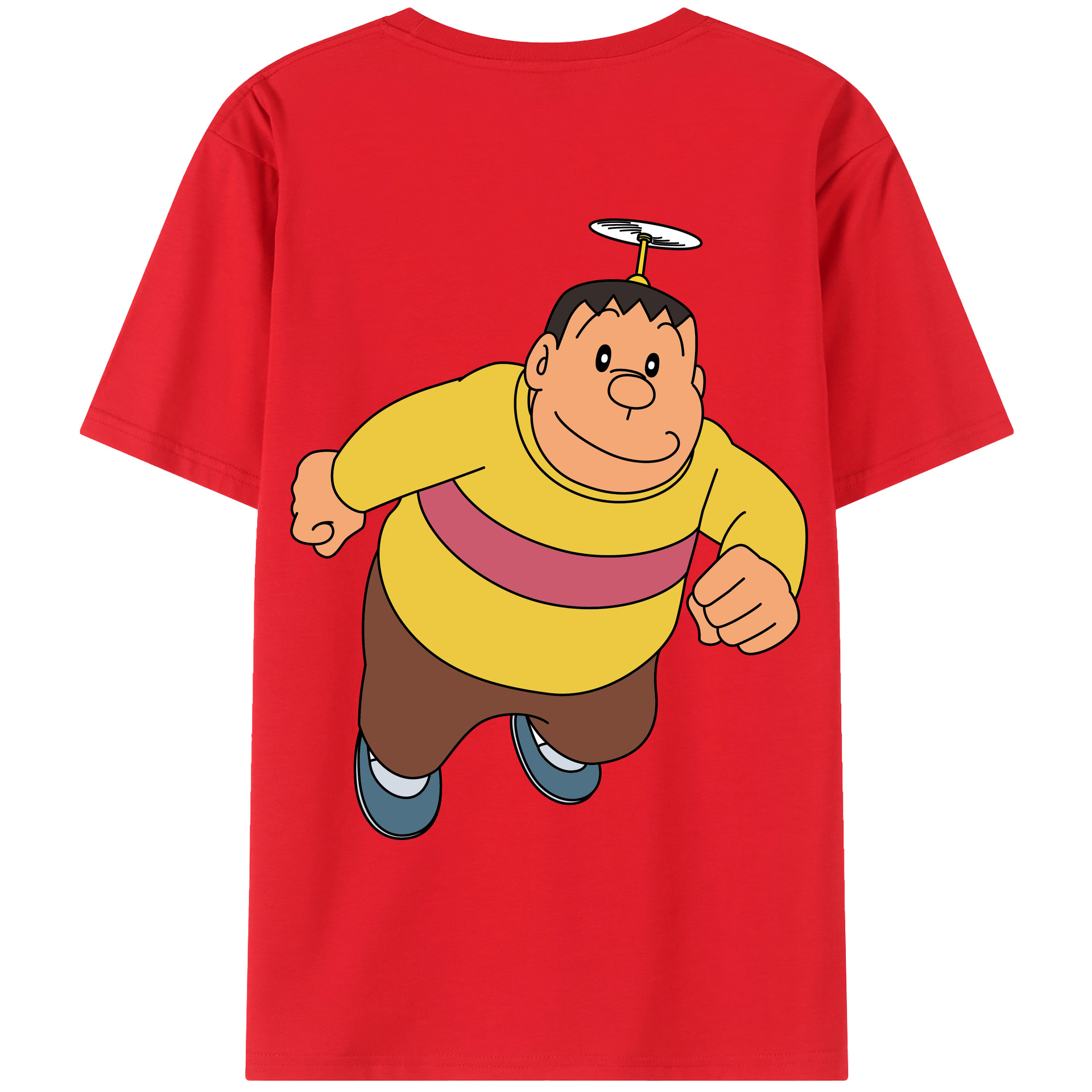 （画像用） ドラえもん 剛田武 Doraemon Gouta Takeshi 綿100％ メンズ半袖Tシャツ（バックプリント） 通気性