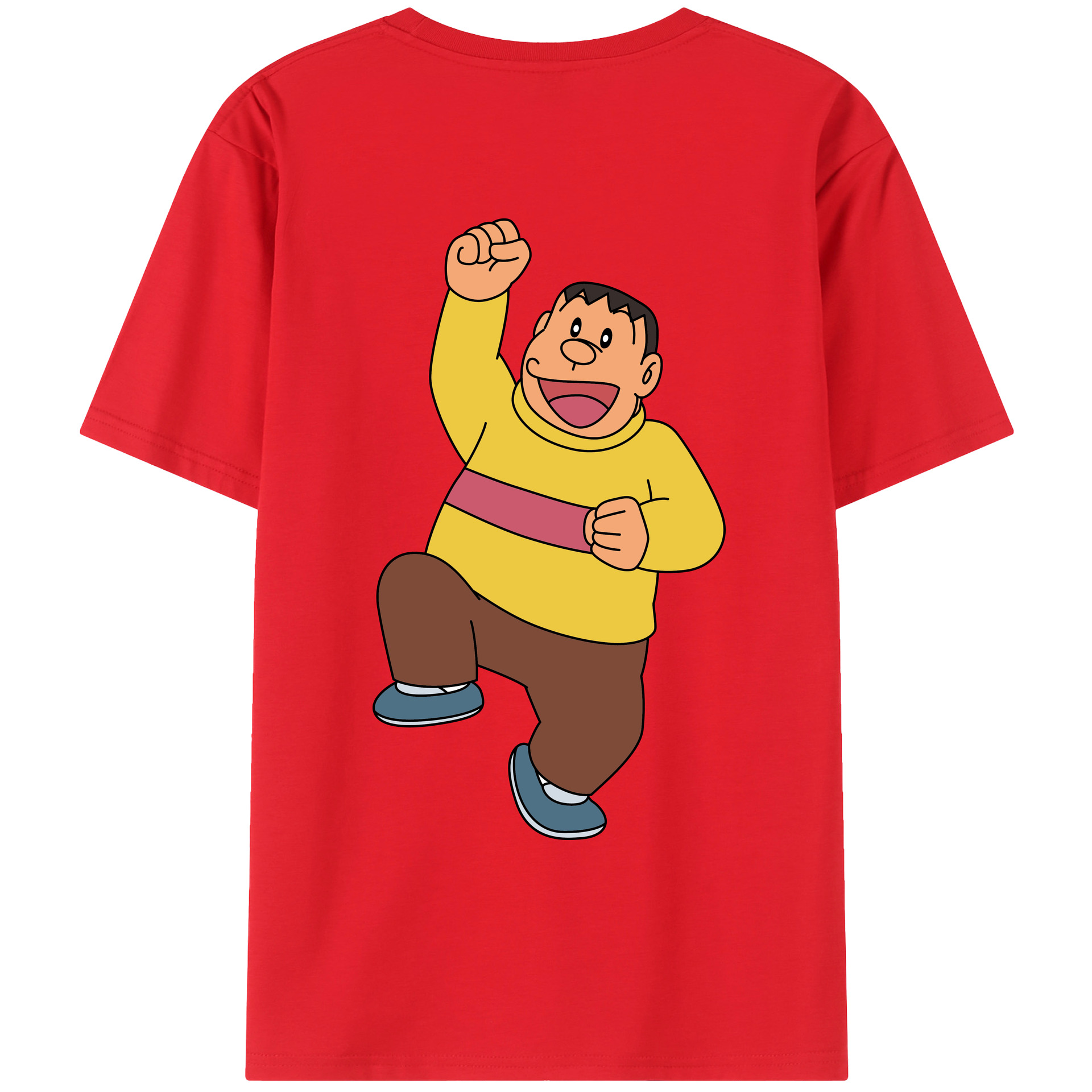（画像用） ドラえもん 剛田武 Doraemon Gouta Takeshi 綿100％ メンズ半袖Tシャツ（バックプリント） 通気性