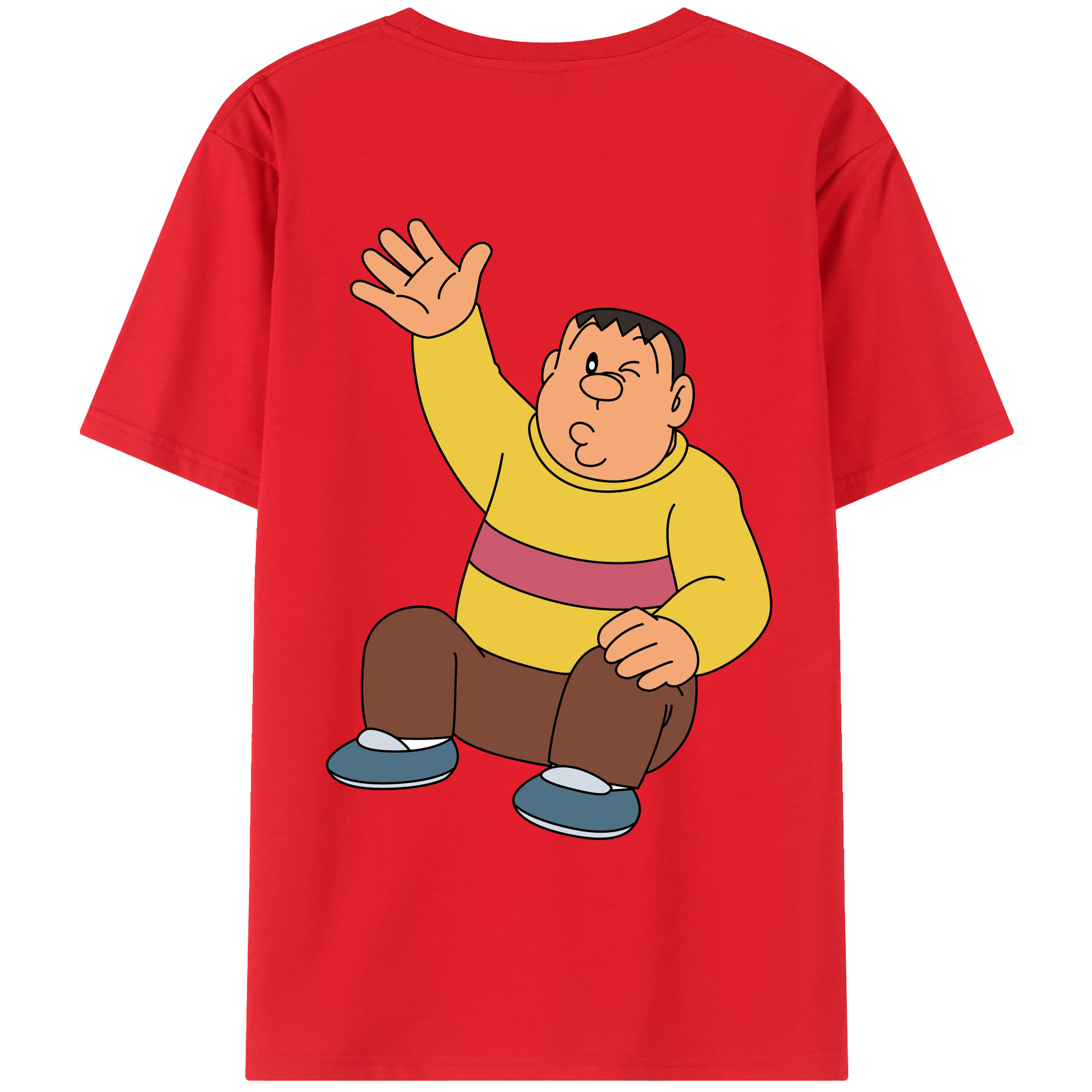 （画像用） ドラえもん 剛田武 Doraemon Gouta Takeshi 綿100％ メンズ半袖Tシャツ（バックプリント） 通気性