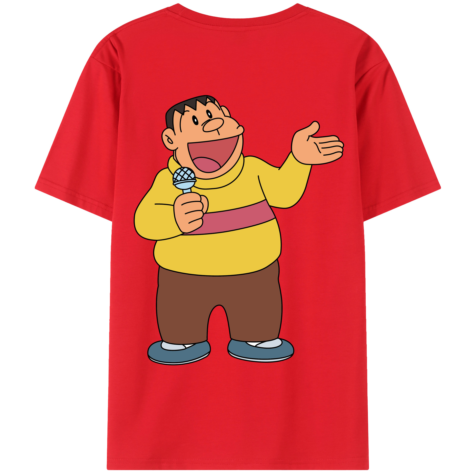 （画像用） ドラえもん 剛田武 Doraemon Gouta Takeshi 綿100％ メンズ半袖Tシャツ（バックプリント） 通気性
