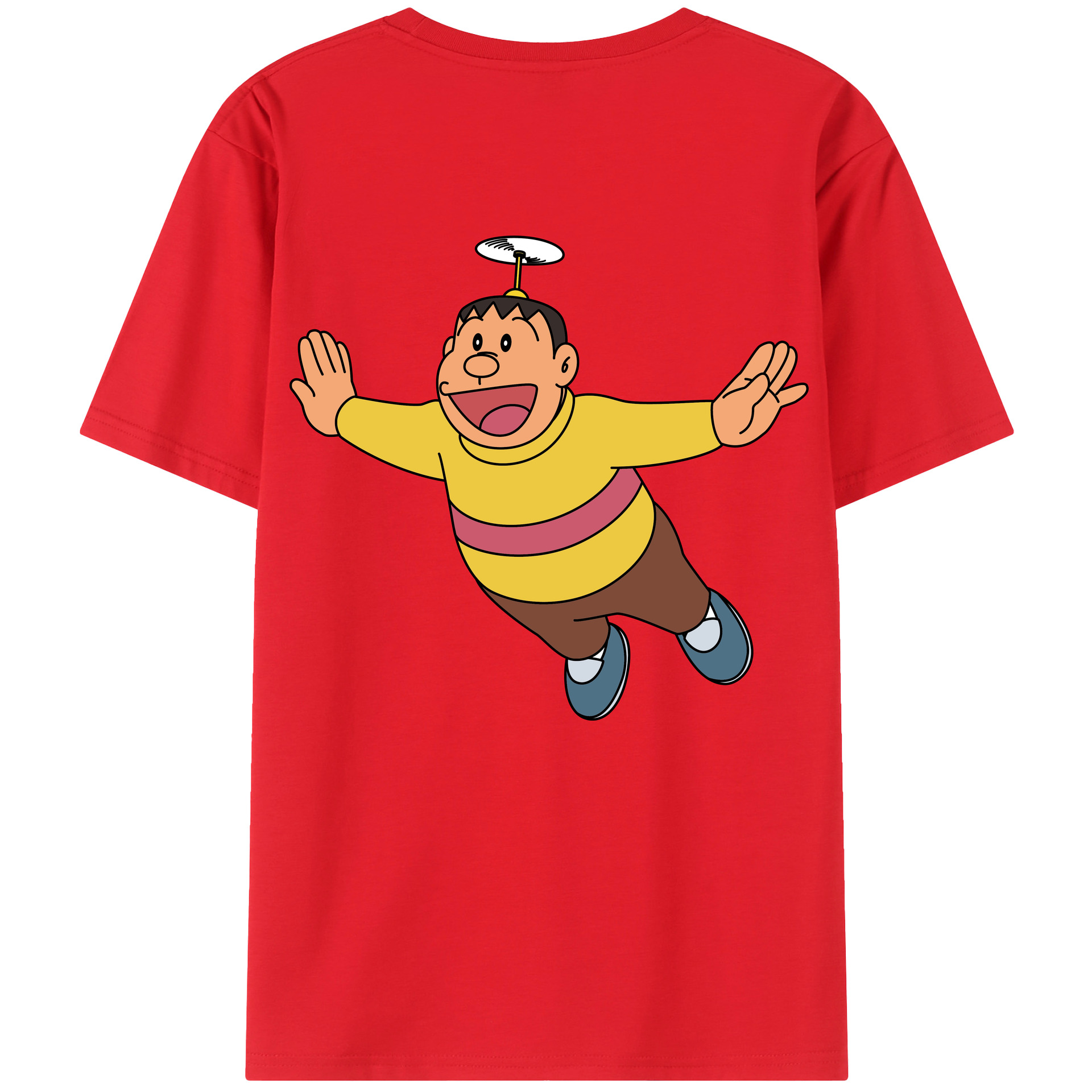 （画像用） ドラえもん 剛田武 Doraemon Gouta Takeshi 綿100％ メンズ半袖Tシャツ（バックプリント） 通気性