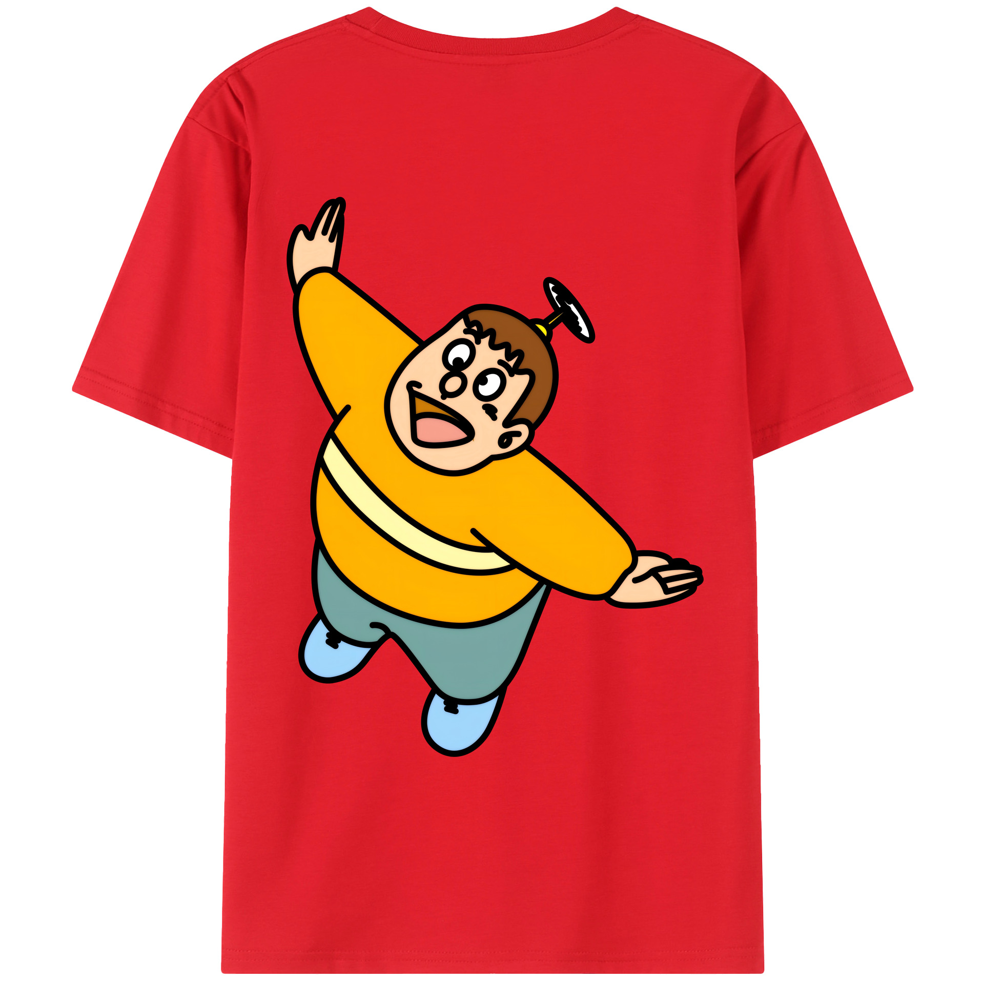 （画像用） ドラえもん 剛田武 Doraemon Gouta Takeshi 綿100％ メンズ半袖Tシャツ（バックプリント） 通気性