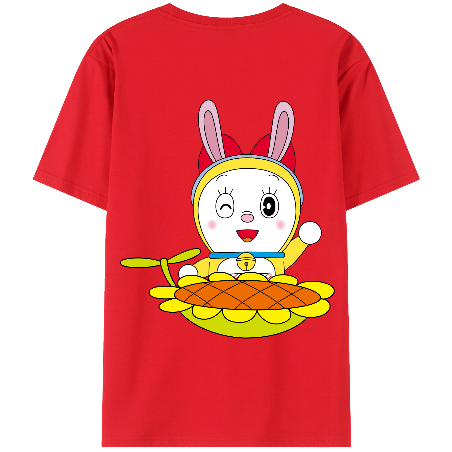 （画像用） ドラえもん ドラミ Doraemon Dorami 綿100％ メンズ半袖Tシャツ（バックプリント） 通気性
