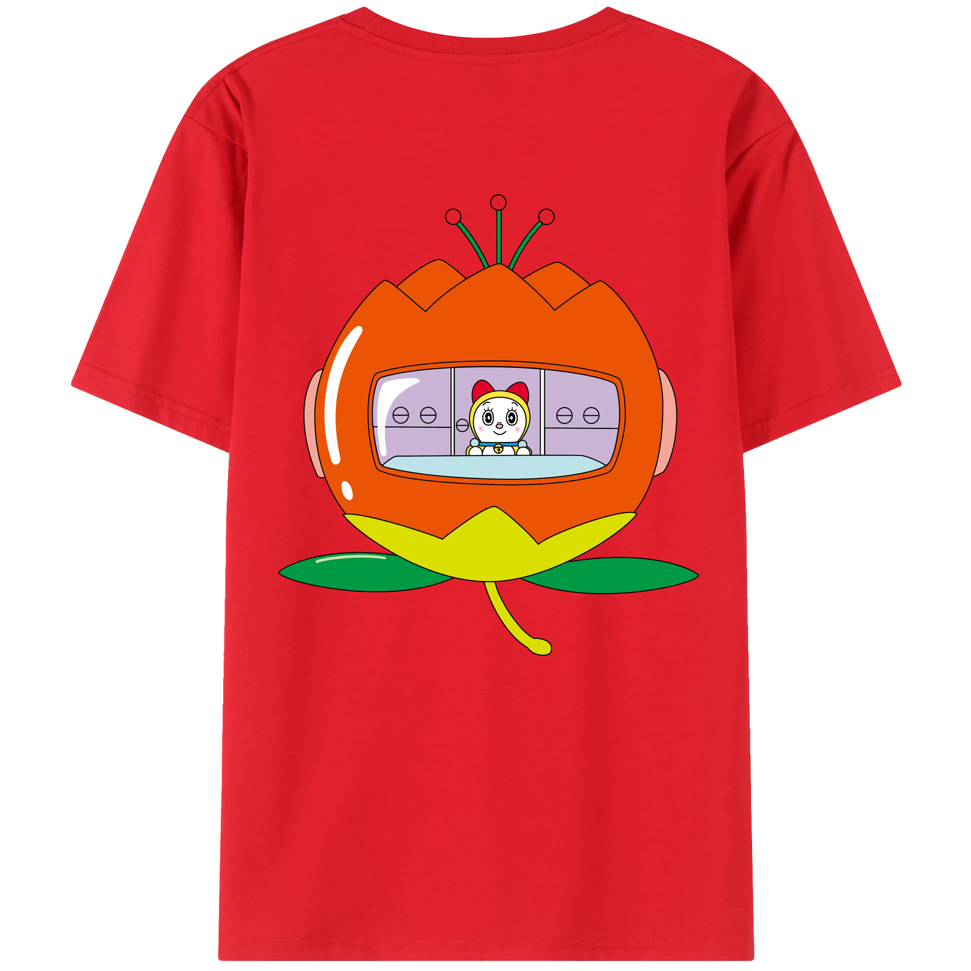 （画像用） ドラえもん ドラミ Doraemon Dorami 綿100％ メンズ半袖Tシャツ（バックプリント） 通気性