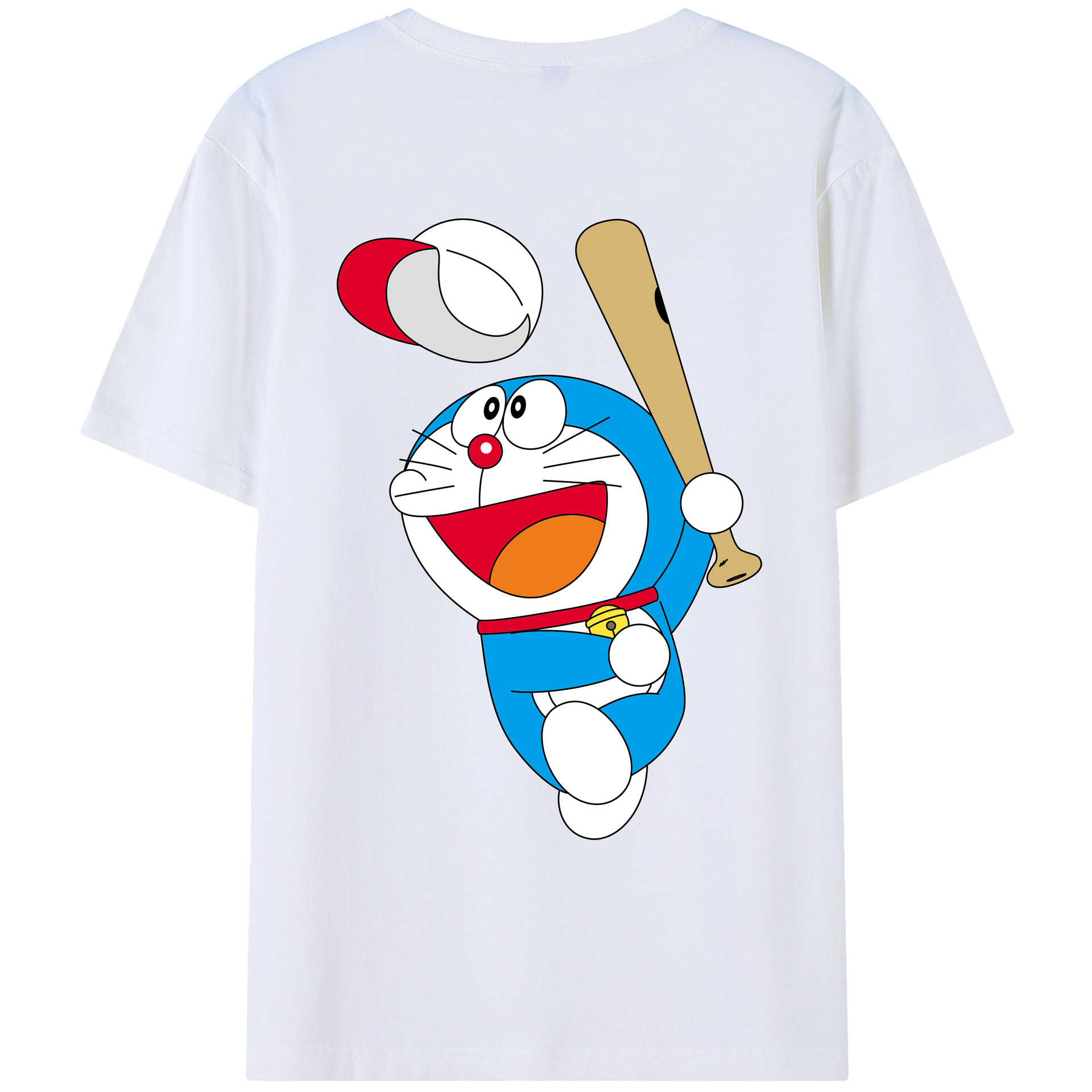 （画像用） ドラえもん Doraemon 綿100％ メンズ半袖Tシャツ（バックプリント） 通気性