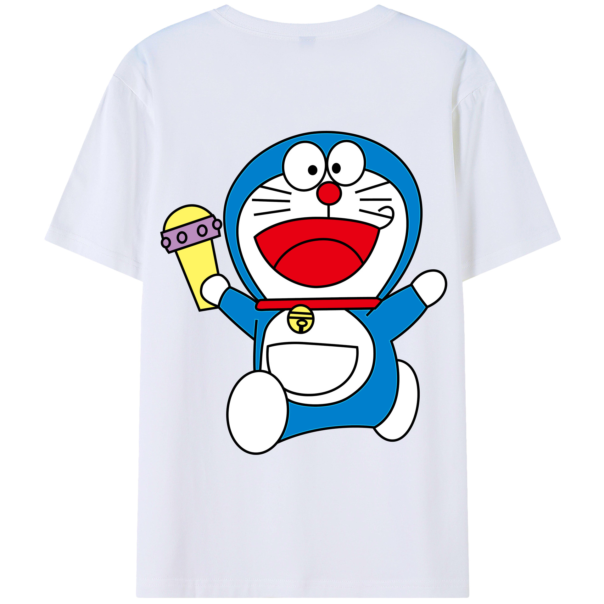 （画像用） ドラえもん Doraemon 綿100％ メンズ半袖Tシャツ（バックプリント） 通気性