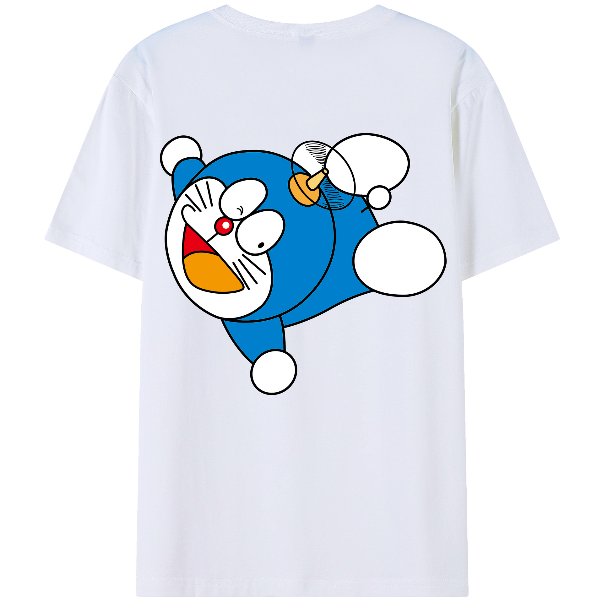 （画像用） ドラえもん Doraemon 綿100％ メンズ半袖Tシャツ（バックプリント） 通気性