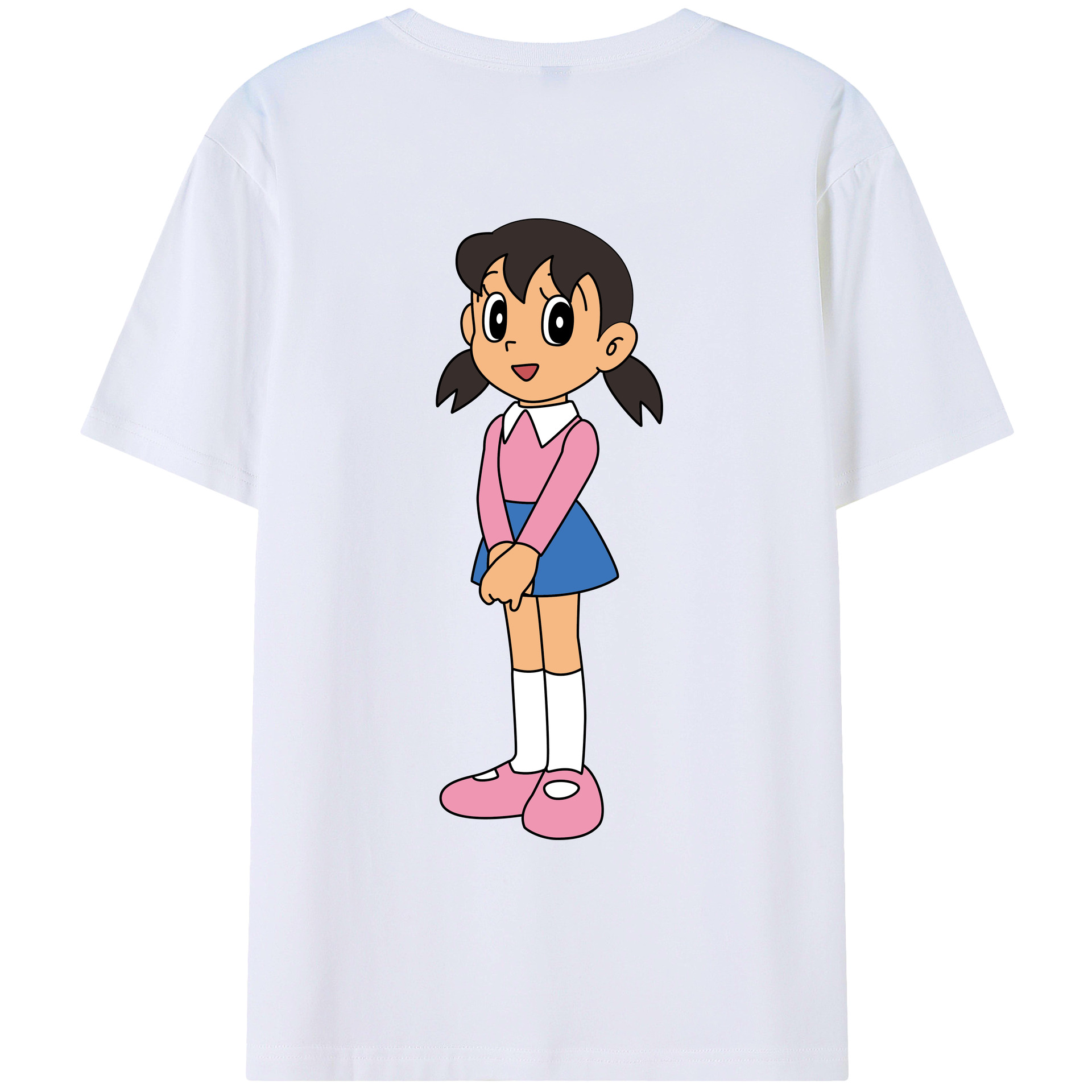 （画像用） ドラえもん みなもと しずか Doraemon Shizuka Minamoto 綿100％ メンズ半袖Tシャツ（バックプリント） 通気性