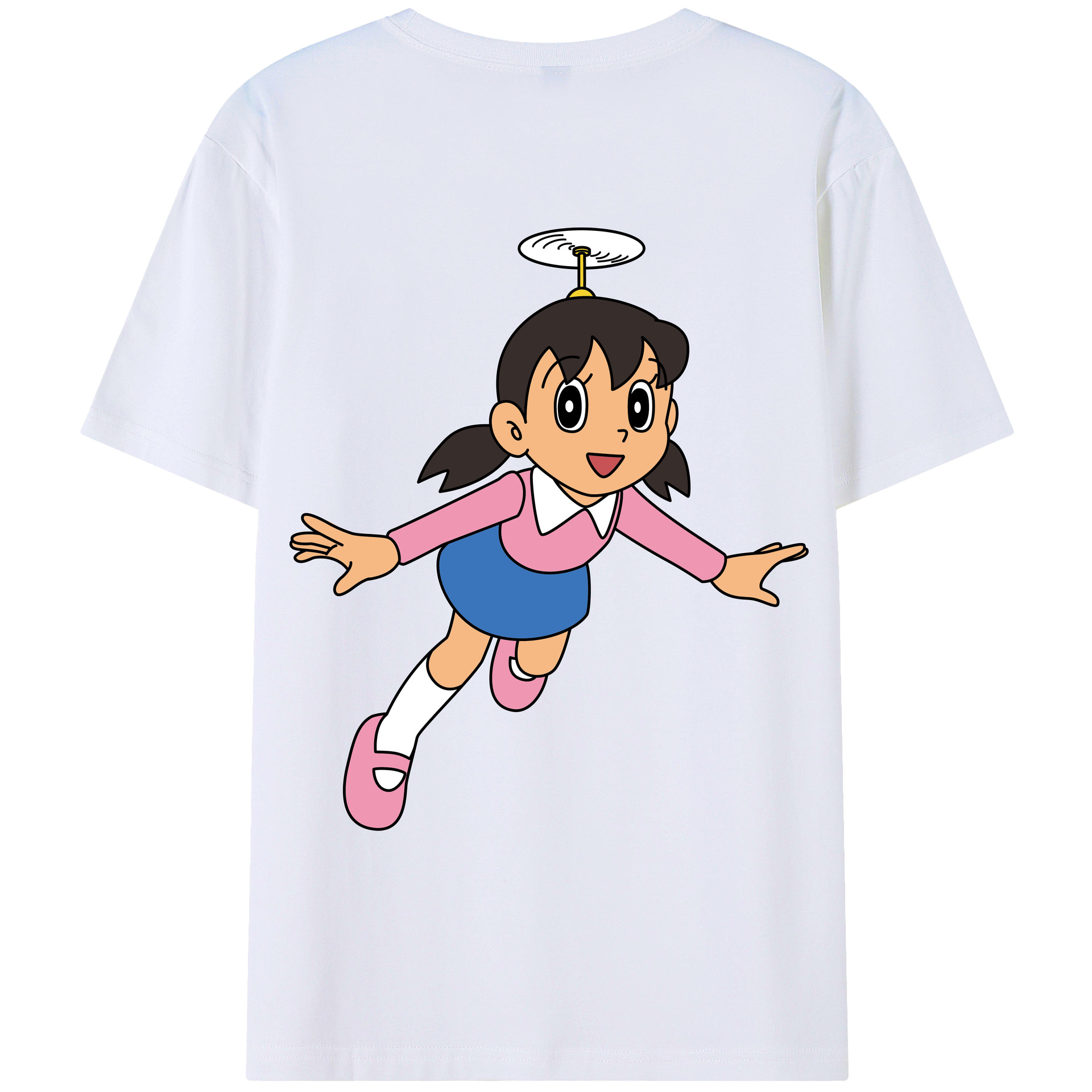 （画像用） ドラえもん みなもと しずか Doraemon Shizuka Minamoto 綿100％ メンズ半袖Tシャツ（バックプリント） 通気性