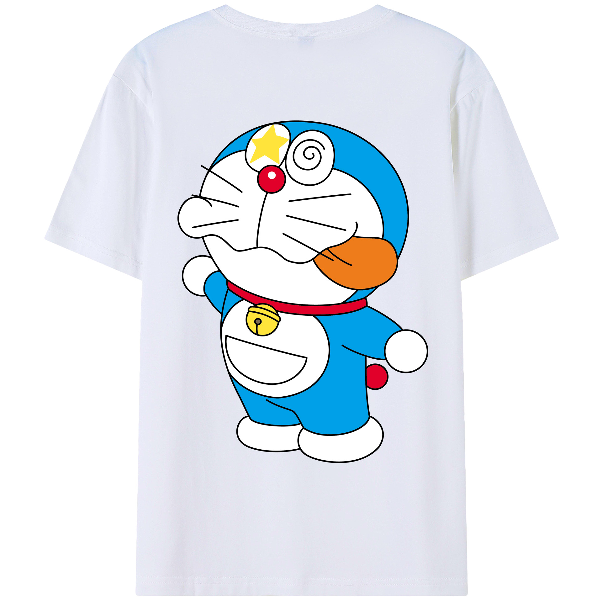 （画像用） ドラえもん Doraemon 綿100％ メンズ半袖Tシャツ（バックプリント） 通気性