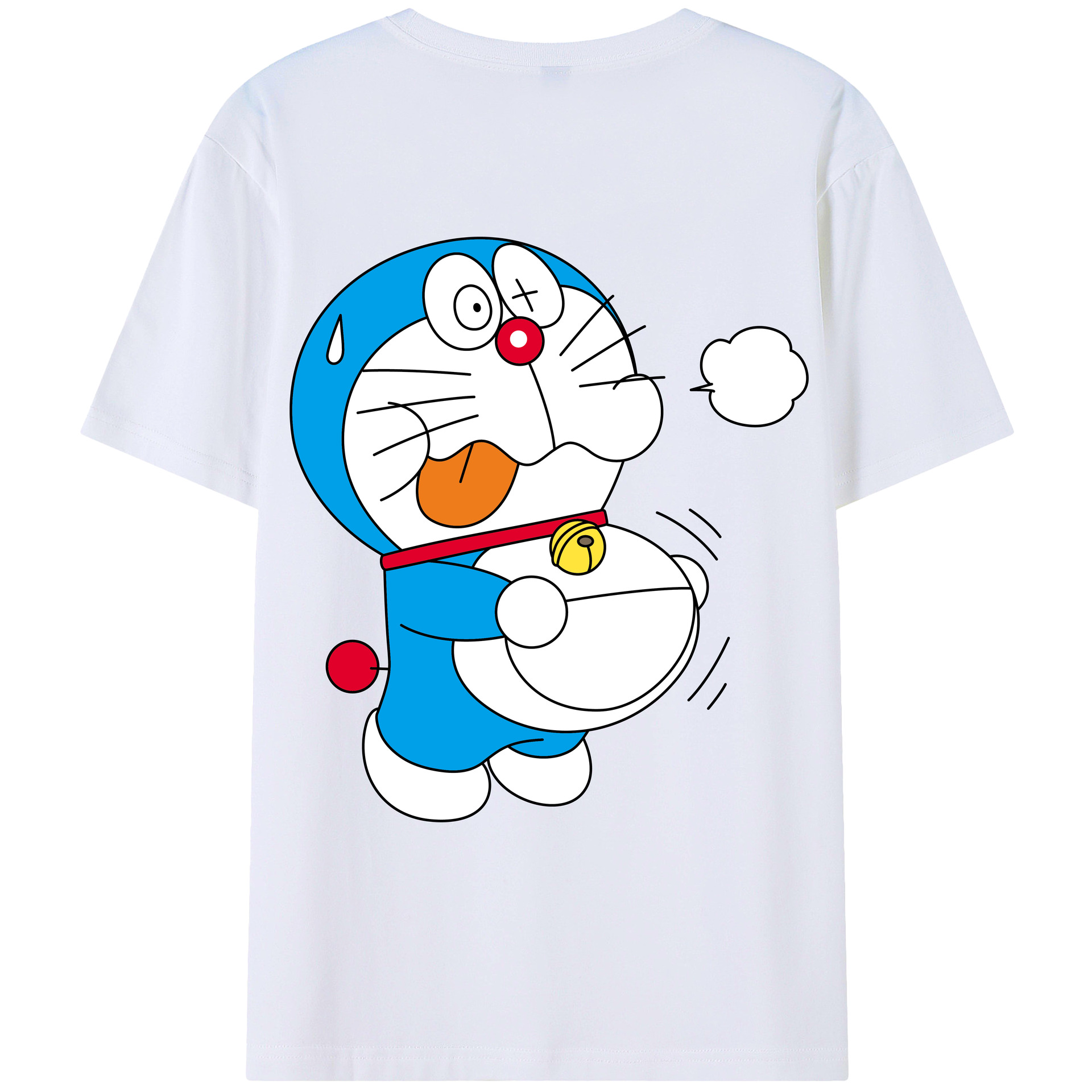 （画像用） ドラえもん Doraemon 綿100％ メンズ半袖Tシャツ（バックプリント） 通気性