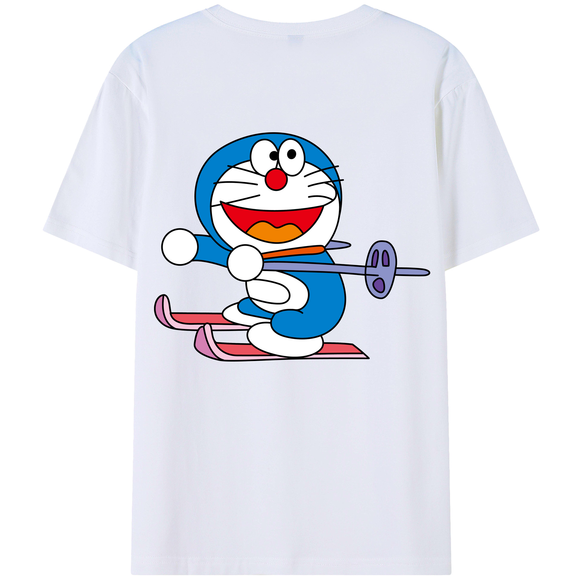（画像用） ドラえもん Doraemon 綿100％ メンズ半袖Tシャツ（バックプリント） 通気性