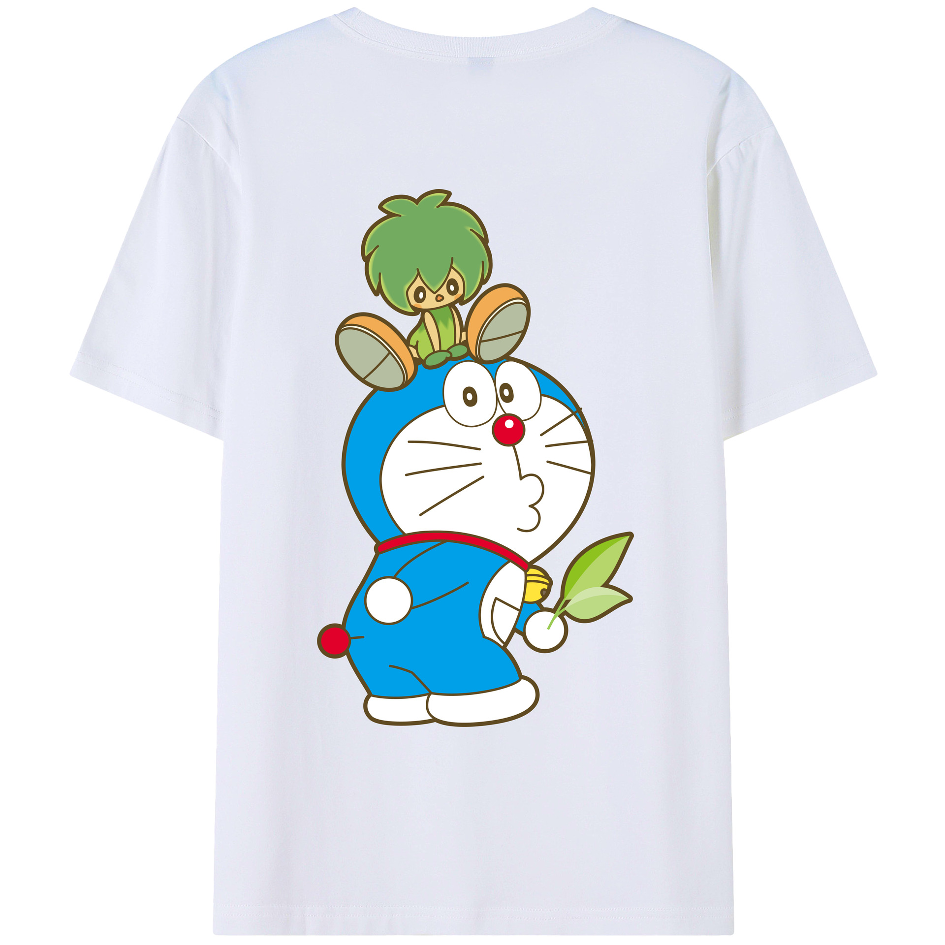 （画像用） ドラえもん Doraemon 綿100％ メンズ半袖Tシャツ（バックプリント） 通気性