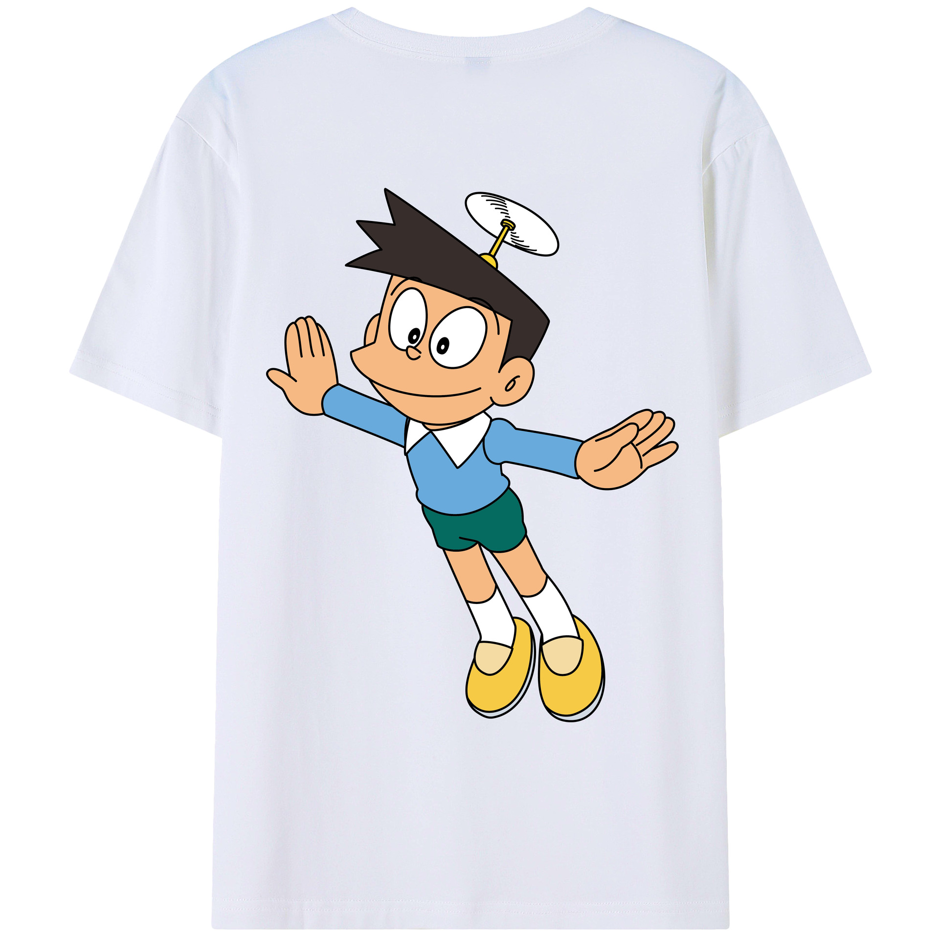 （画像用） ドラえもん 骨川 スネ夫 Doraemon Honekawa Suneo 綿100％ メンズ半袖Tシャツ（バックプリント） 通気性