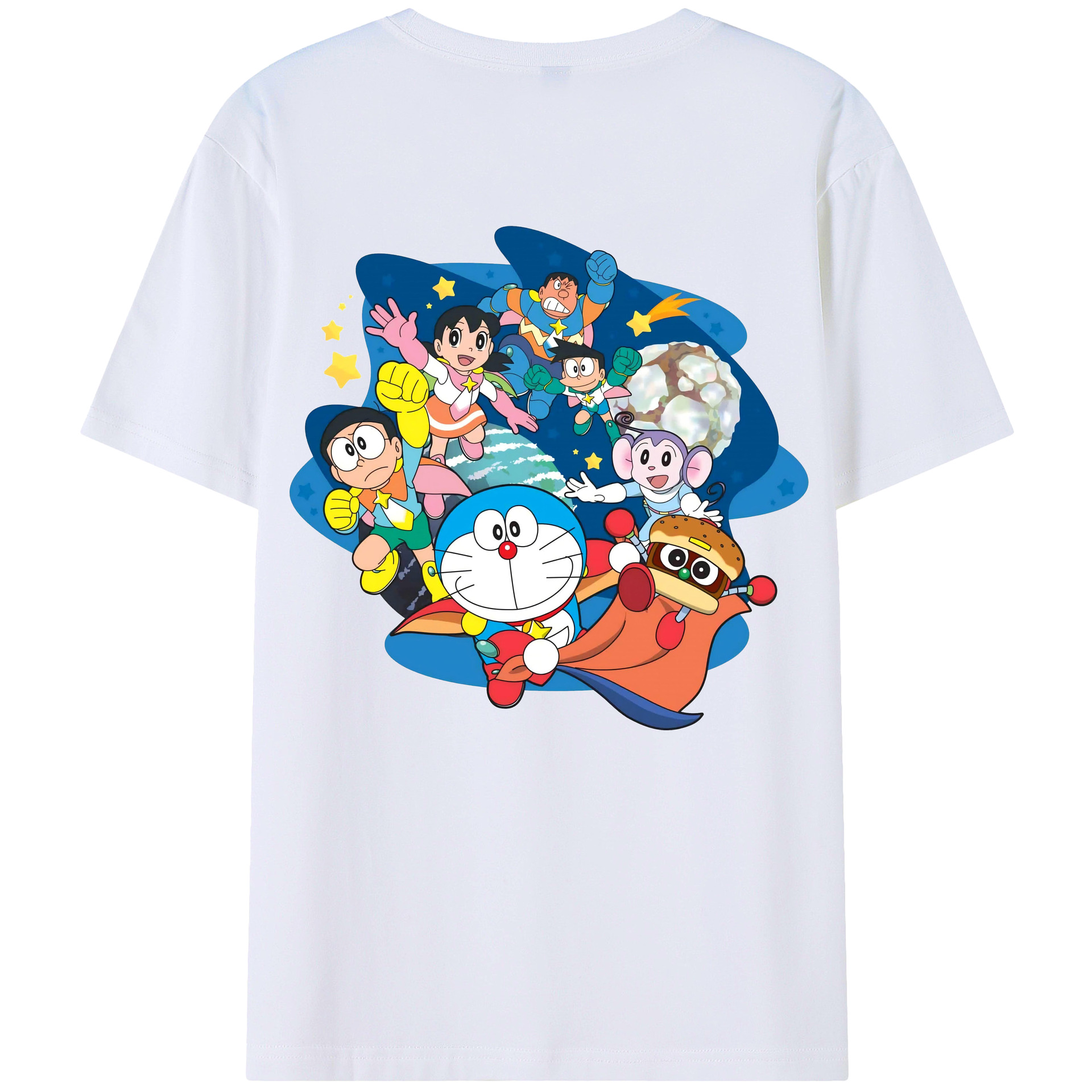 （画像用） ドラえもん Doraemon 綿100％ メンズ半袖Tシャツ（バックプリント） 通気性