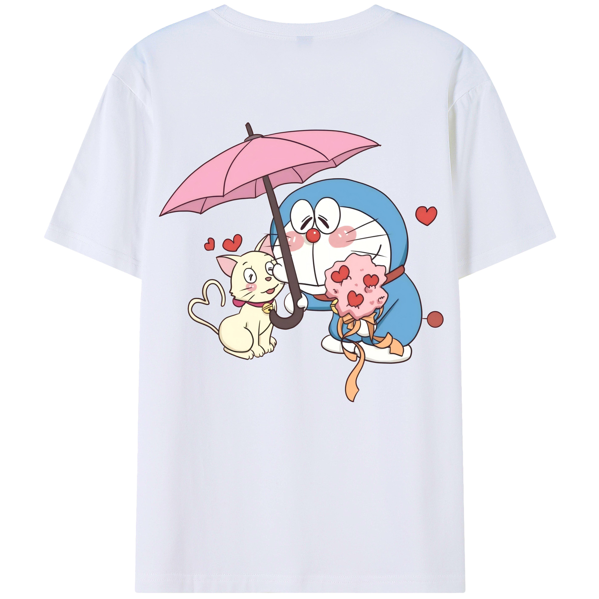 （画像用） ドラえもん Doraemon 綿100％ メンズ半袖Tシャツ（バックプリント） 通気性