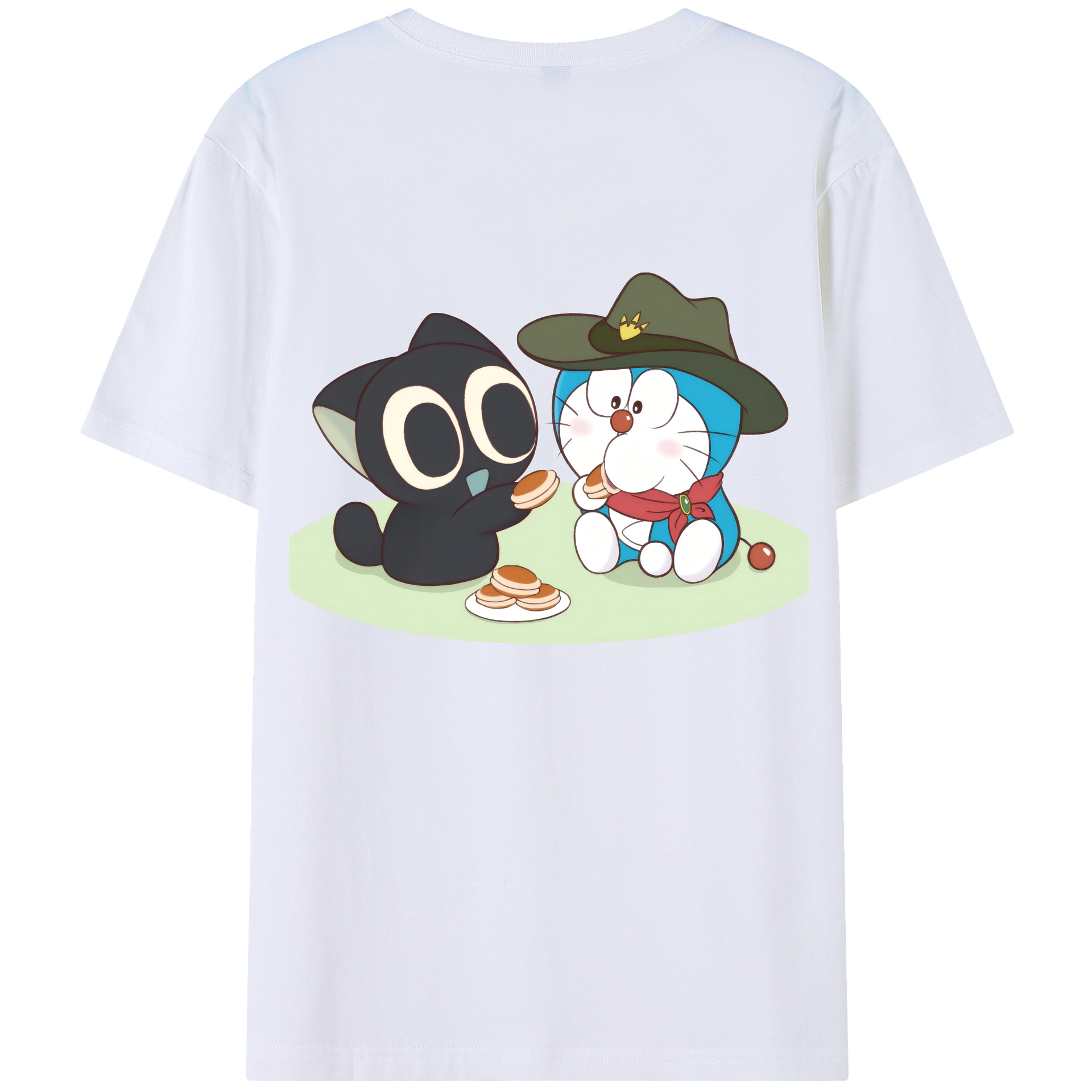 （画像用） ドラえもん Doraemon 綿100％ メンズ半袖Tシャツ（バックプリント） 通気性
