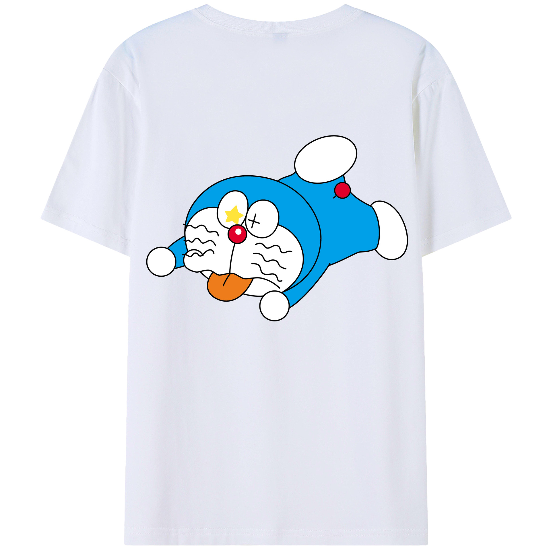 （画像用） ドラえもん Doraemon 綿100％ メンズ半袖Tシャツ（バックプリント） 通気性