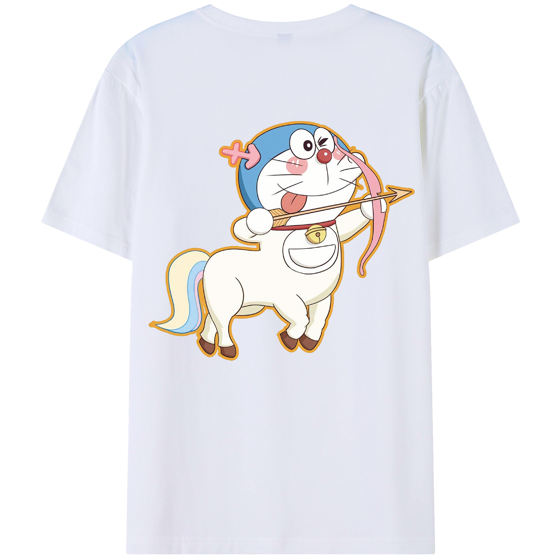 （画像用） ドラえもん Doraemon 綿100％ メンズ半袖Tシャツ（バックプリント） 通気性