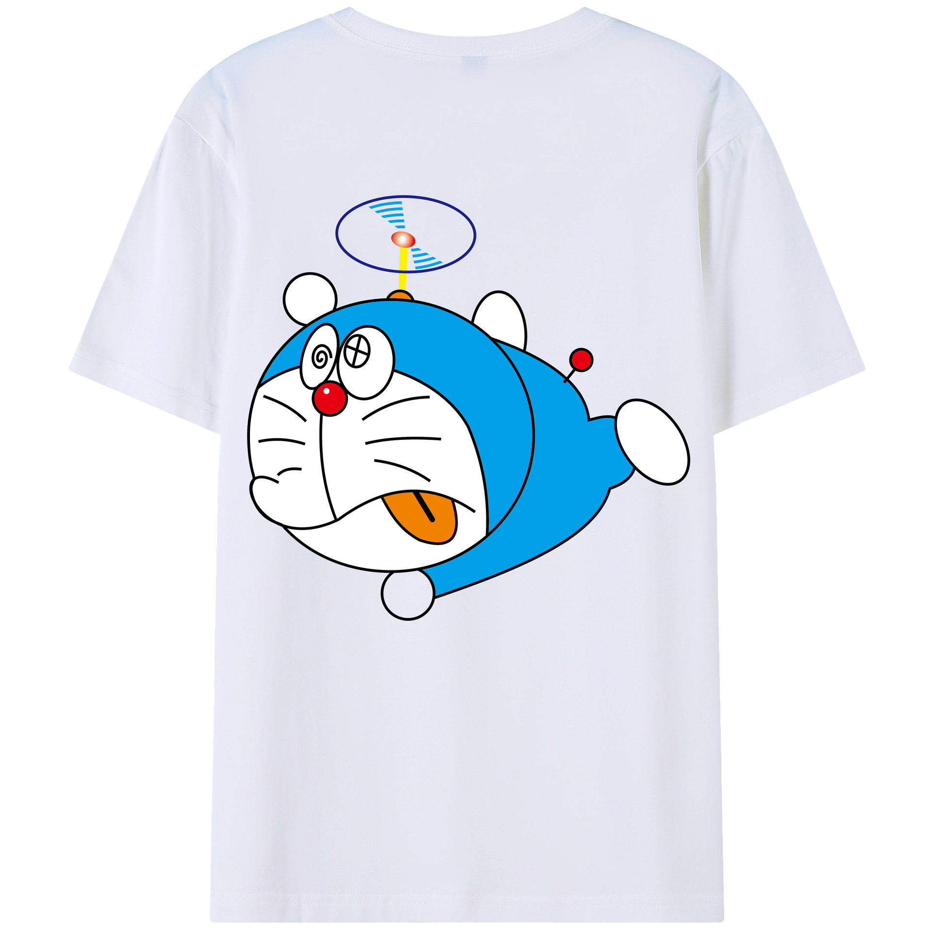 （画像用） ドラえもん Doraemon 綿100％ メンズ半袖Tシャツ（バックプリント） 通気性