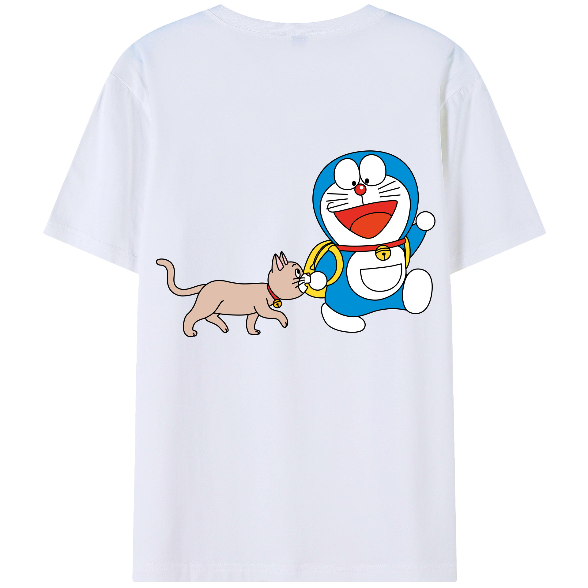 （画像用） ドラえもん Doraemon 綿100％ メンズ半袖Tシャツ（バックプリント） 通気性