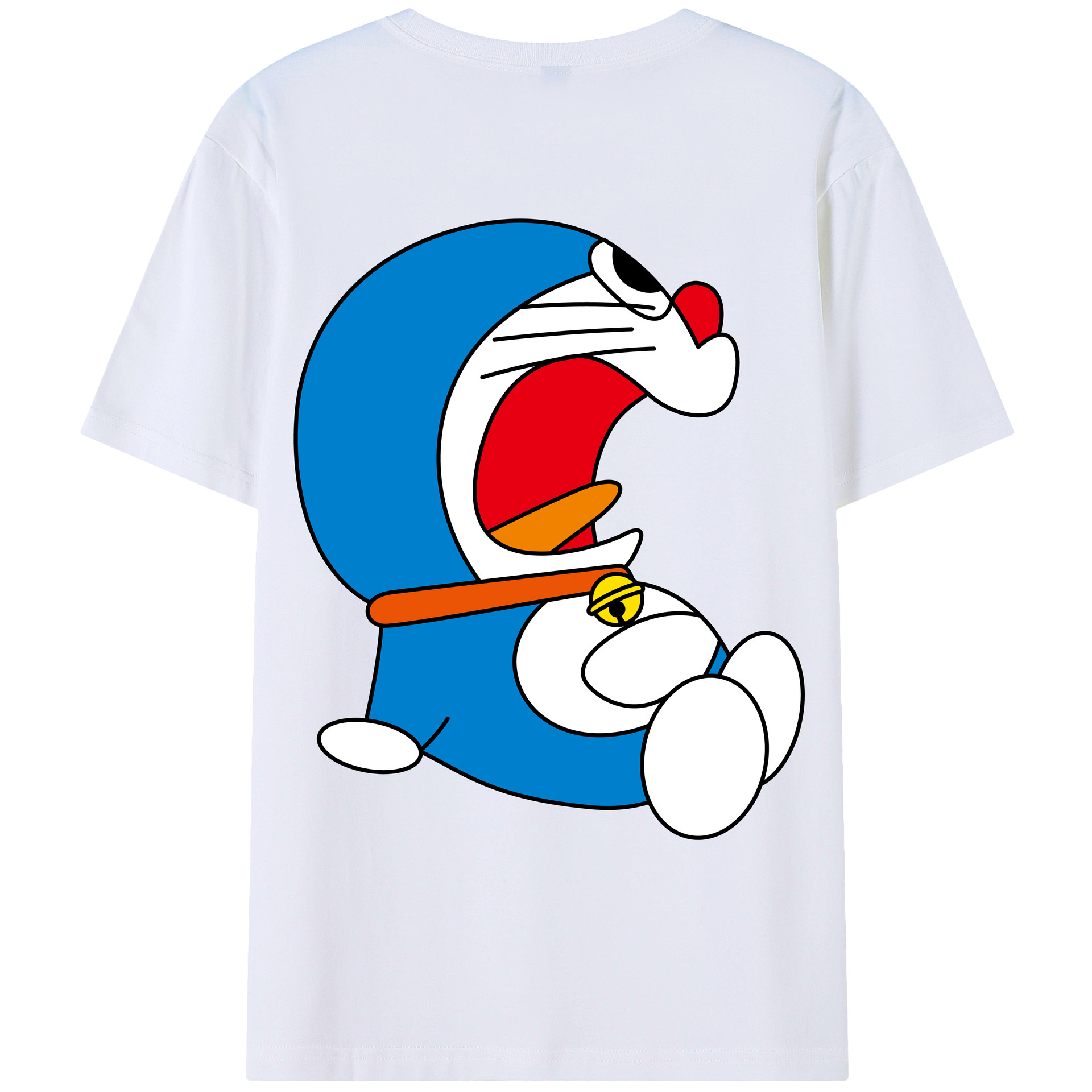 （画像用） ドラえもん Doraemon 綿100％ メンズ半袖Tシャツ（バックプリント） 通気性