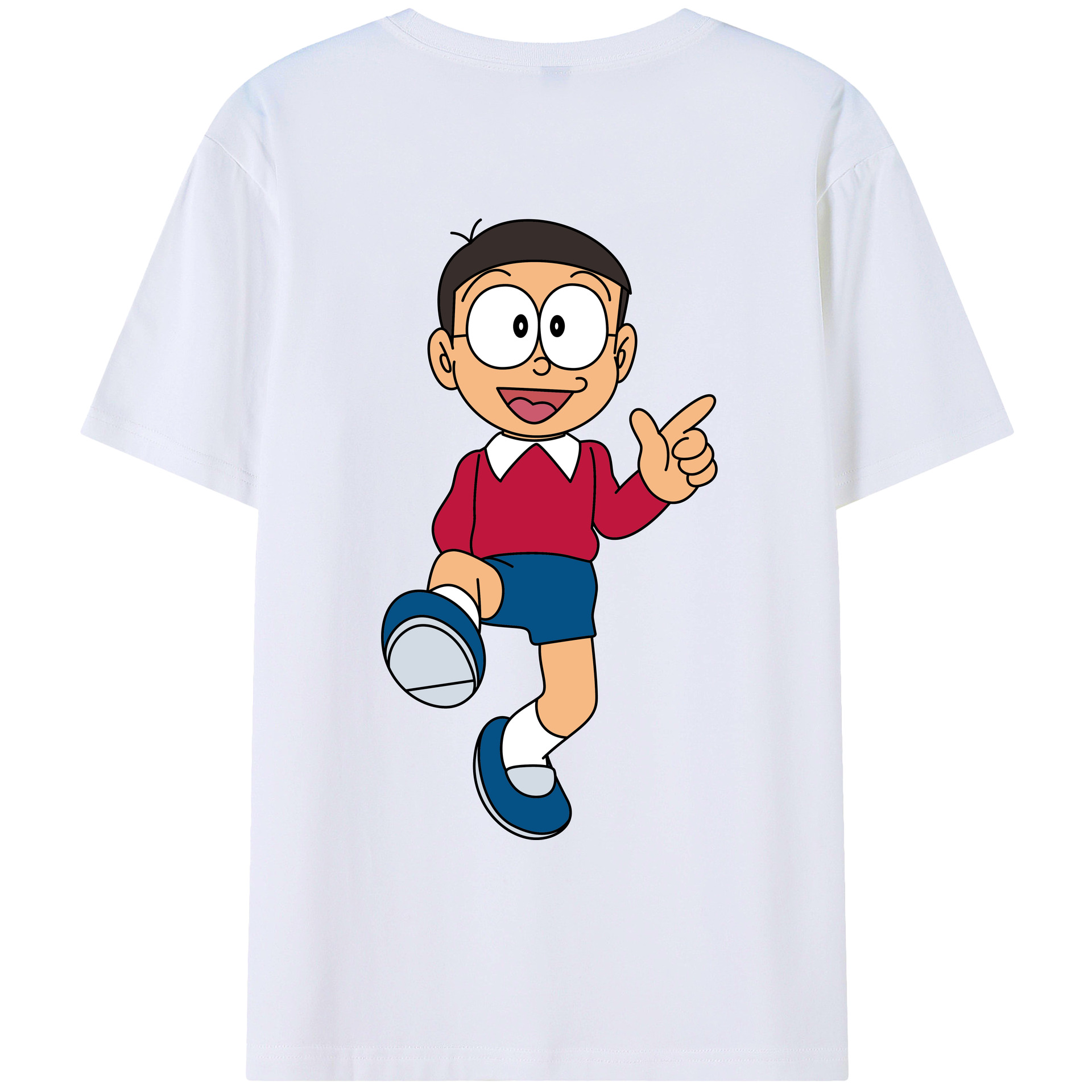 （画像用） ドラえもん 野比 のび太 Doraemon Nobita Nobi 綿100％ メンズ半袖Tシャツ（バックプリント） 通気性