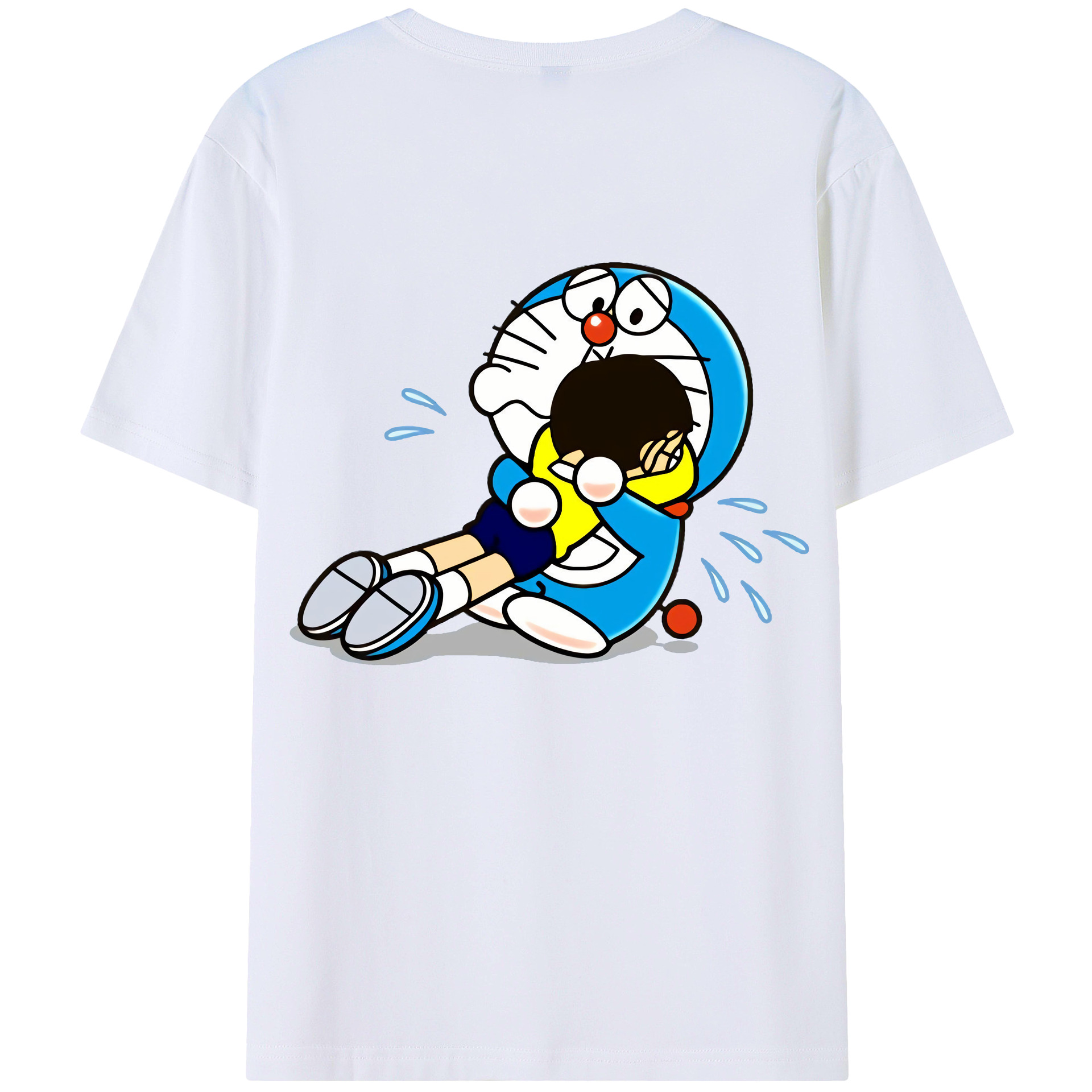 （画像用） ドラえもん Doraemon 綿100％ メンズ半袖Tシャツ（バックプリント） 通気性