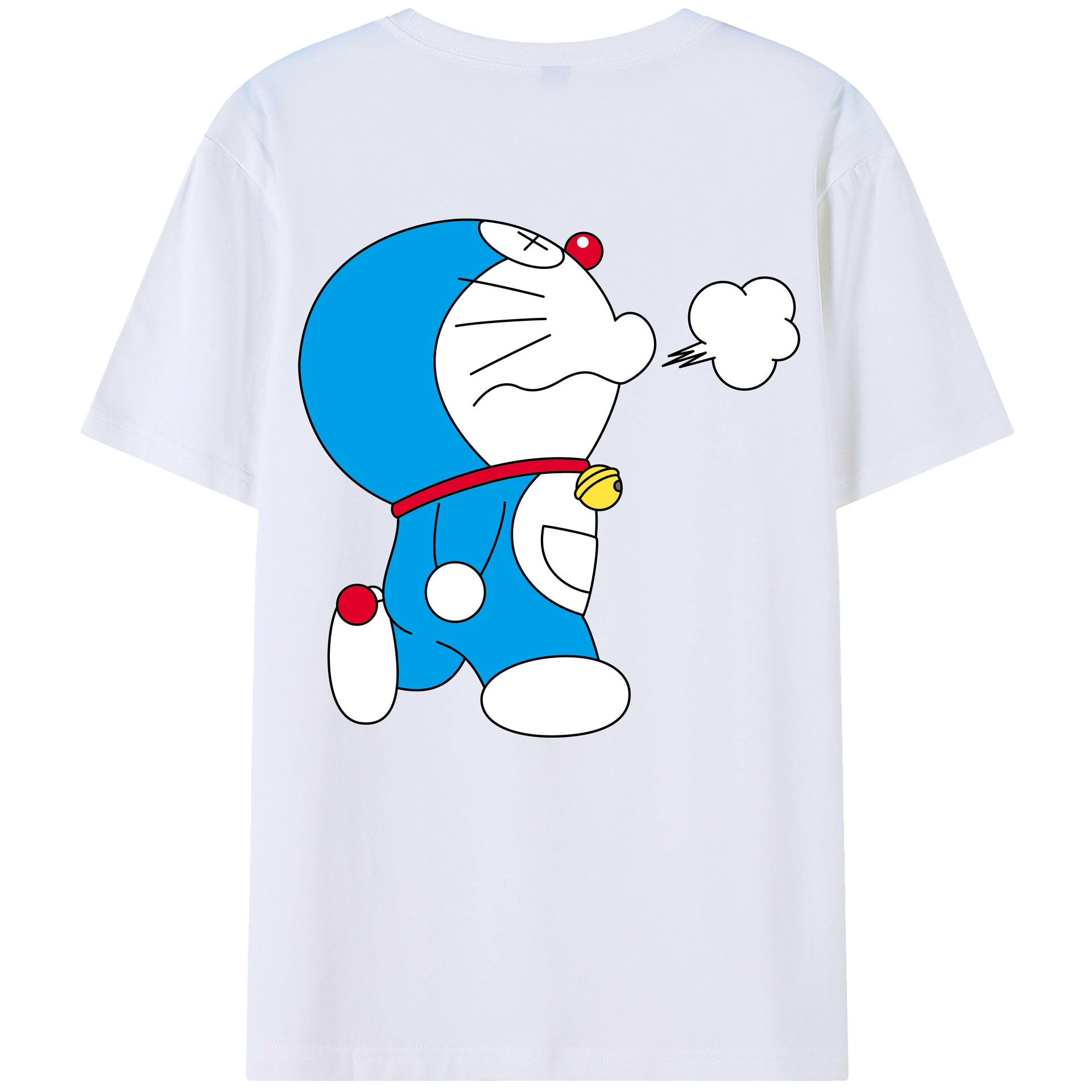 （画像用） ドラえもん Doraemon 綿100％ メンズ半袖Tシャツ（バックプリント） 通気性