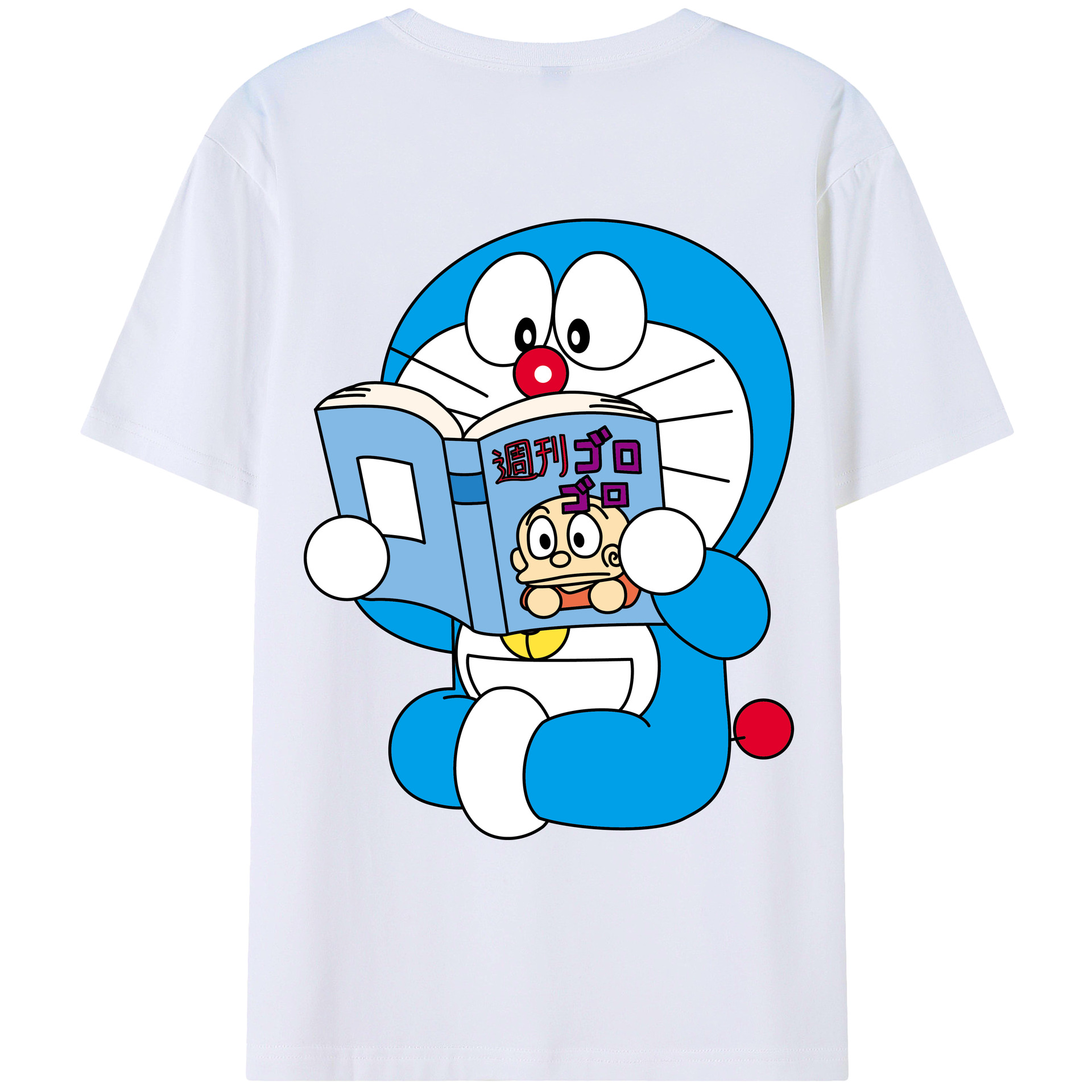 （画像用） ドラえもん Doraemon 綿100％ メンズ半袖Tシャツ（バックプリント） 通気性
