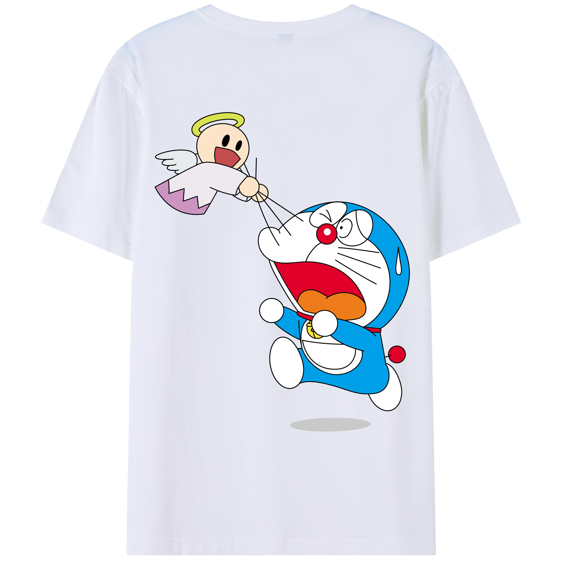（画像用） ドラえもん Doraemon 綿100％ メンズ半袖Tシャツ（バックプリント） 通気性