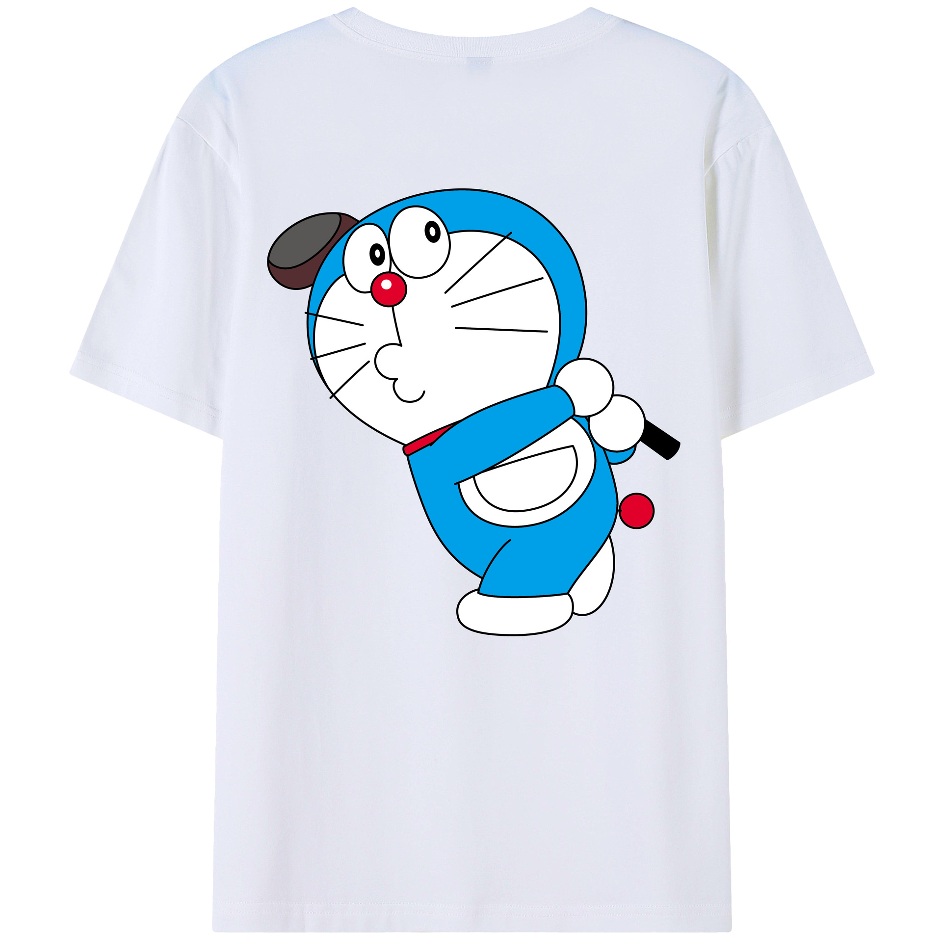（画像用） ドラえもん Doraemon 綿100％ メンズ半袖Tシャツ（バックプリント） 通気性
