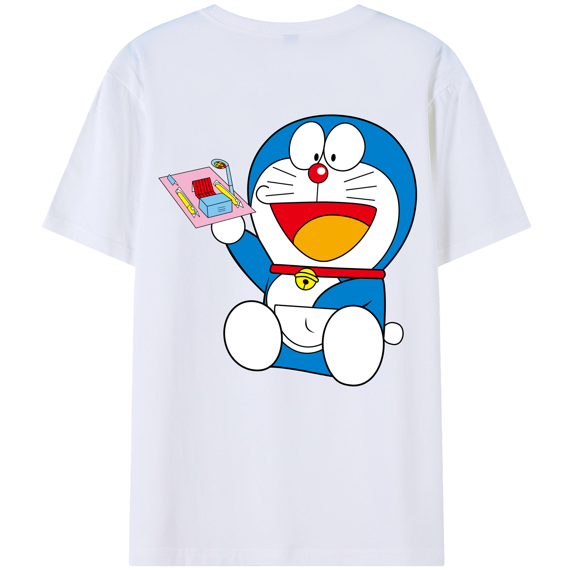 （画像用） ドラえもん Doraemon 綿100％ メンズ半袖Tシャツ（バックプリント） 通気性