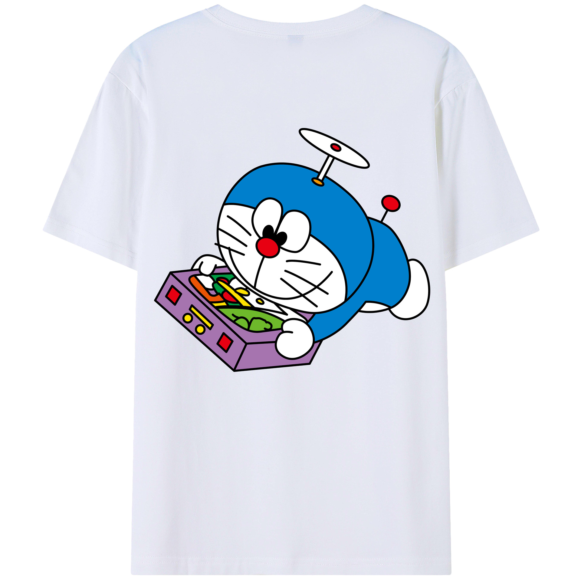 （画像用） ドラえもん Doraemon 綿100％ メンズ半袖Tシャツ（バックプリント） 通気性
