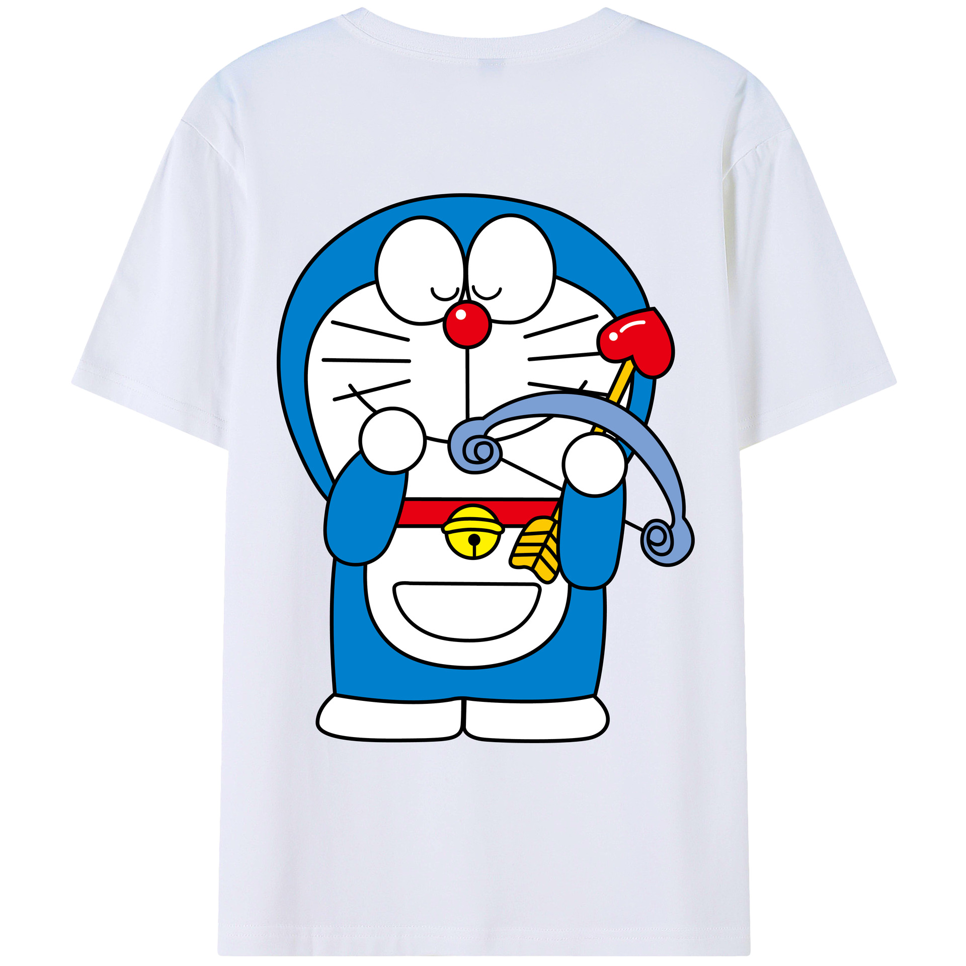（画像用） ドラえもん Doraemon 綿100％ メンズ半袖Tシャツ（バックプリント） 通気性