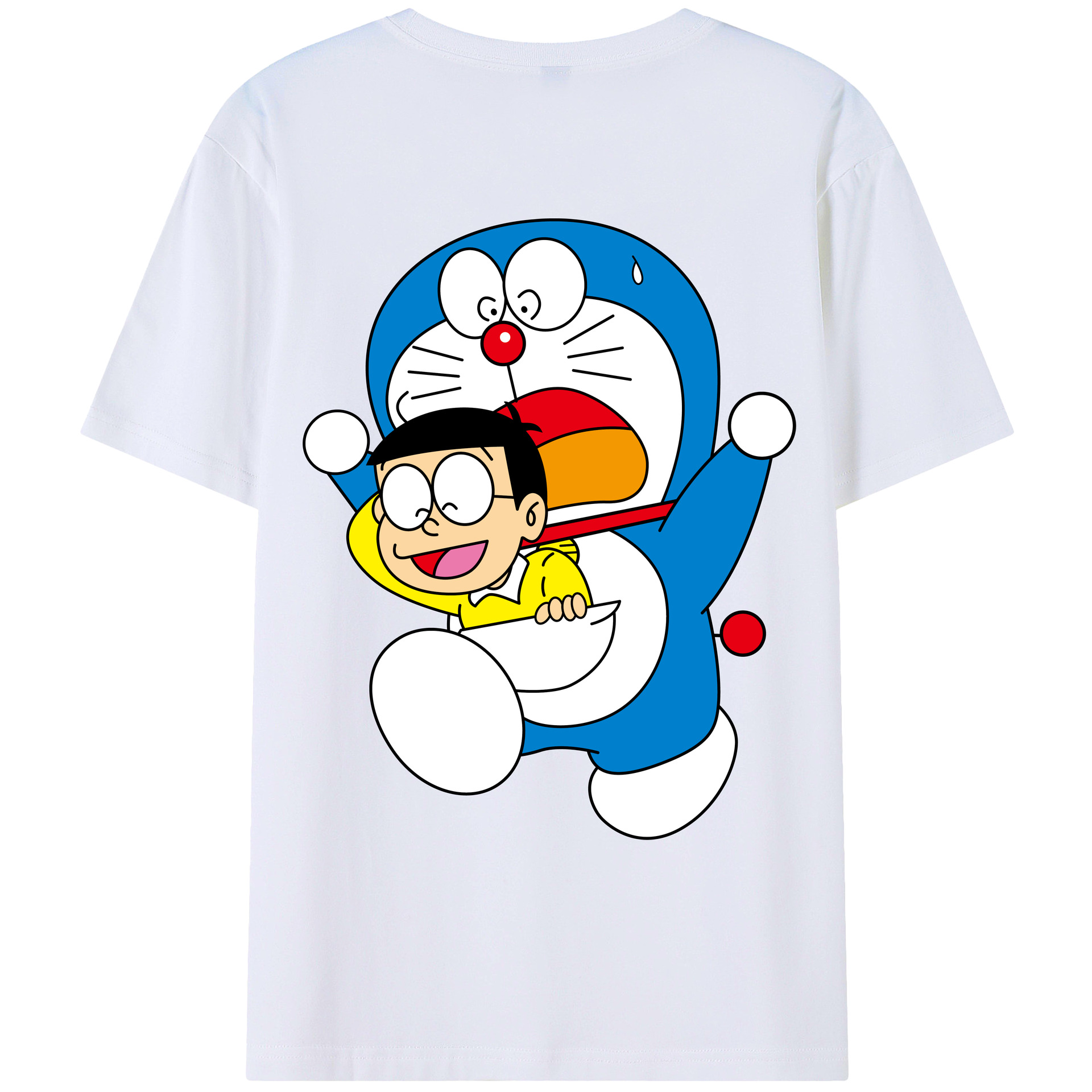 （画像用） ドラえもん Doraemon 綿100％ メンズ半袖Tシャツ（バックプリント） 通気性