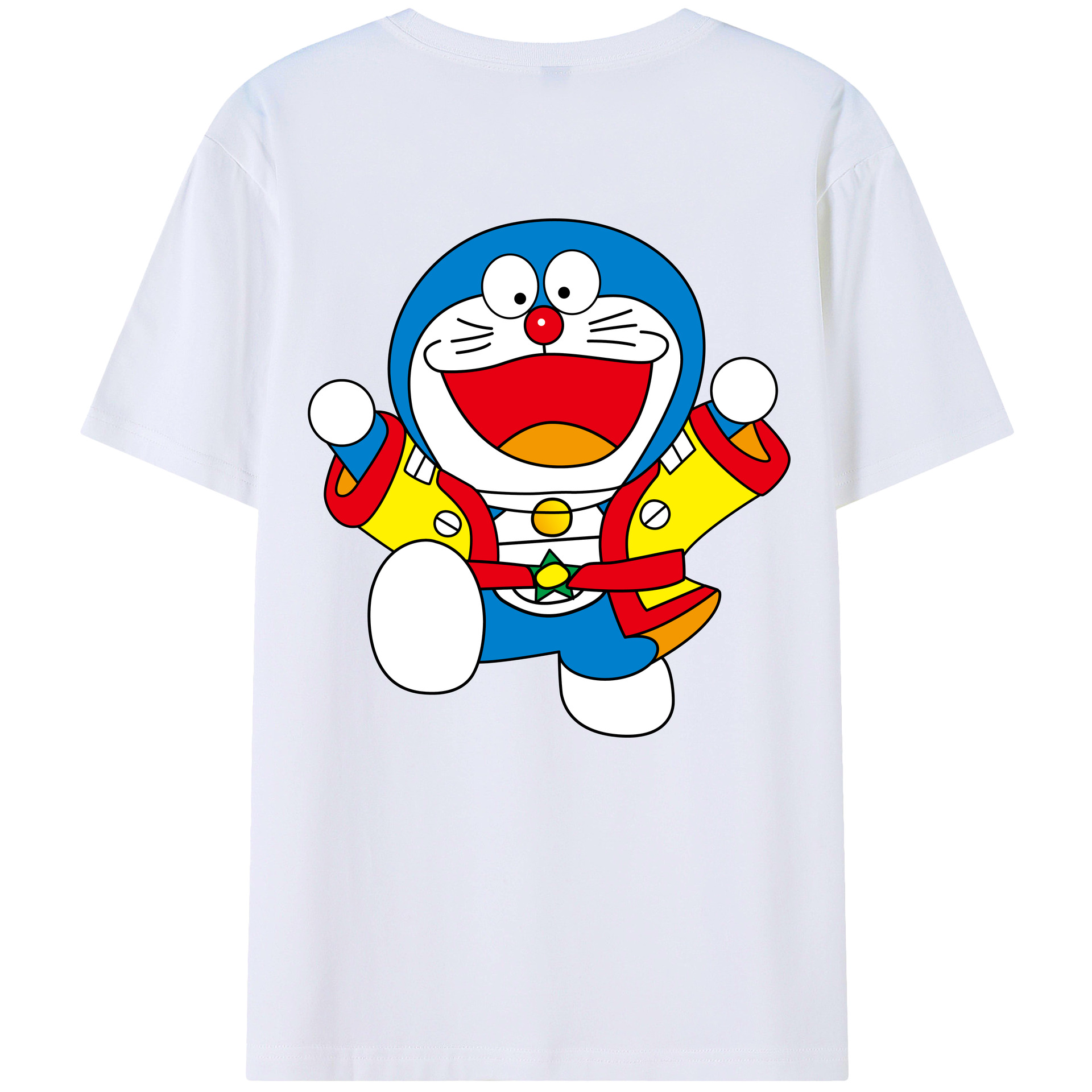 （画像用） ドラえもん Doraemon 綿100％ メンズ半袖Tシャツ（バックプリント） 通気性