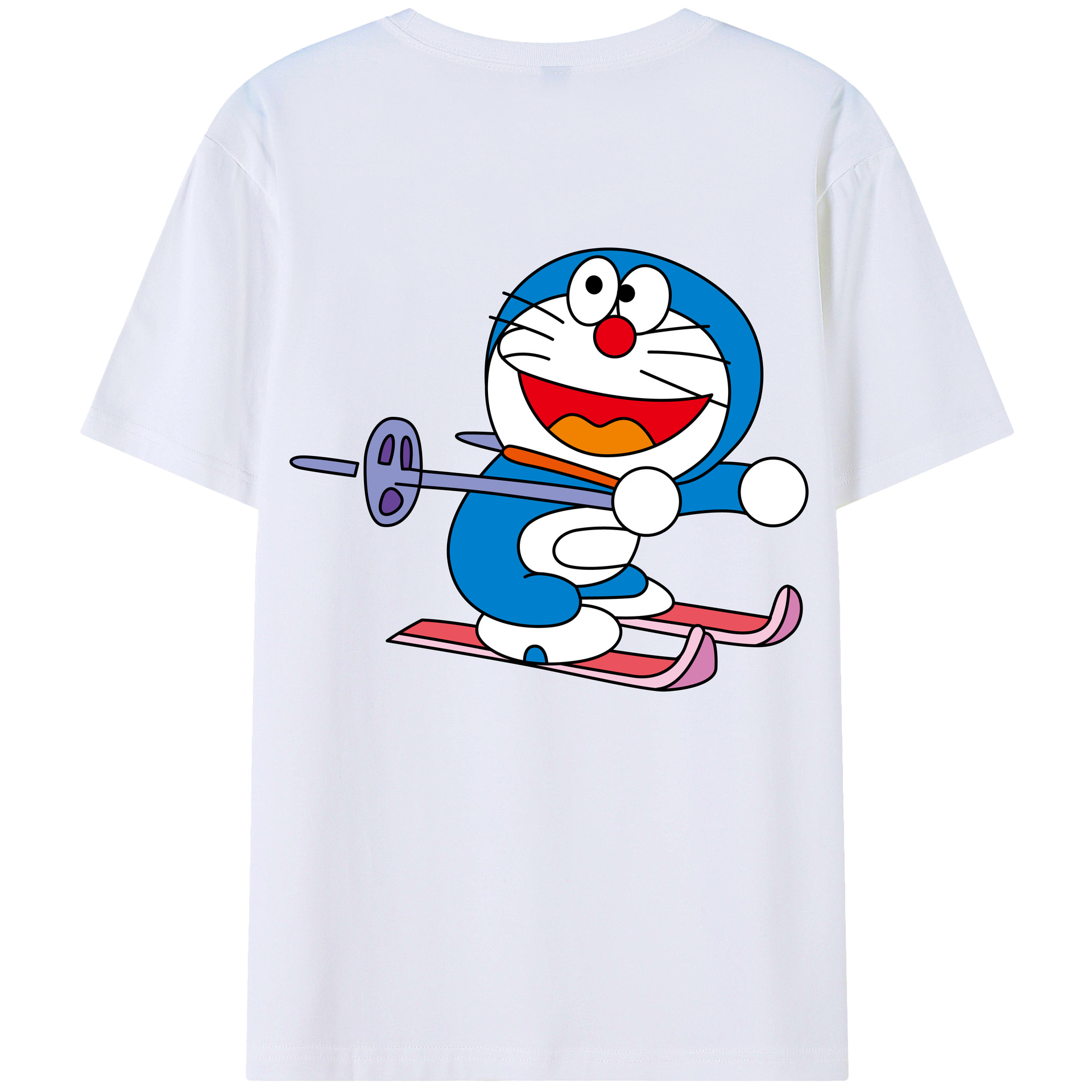 （画像用） ドラえもん Doraemon 綿100％ メンズ半袖Tシャツ（バックプリント） 通気性
