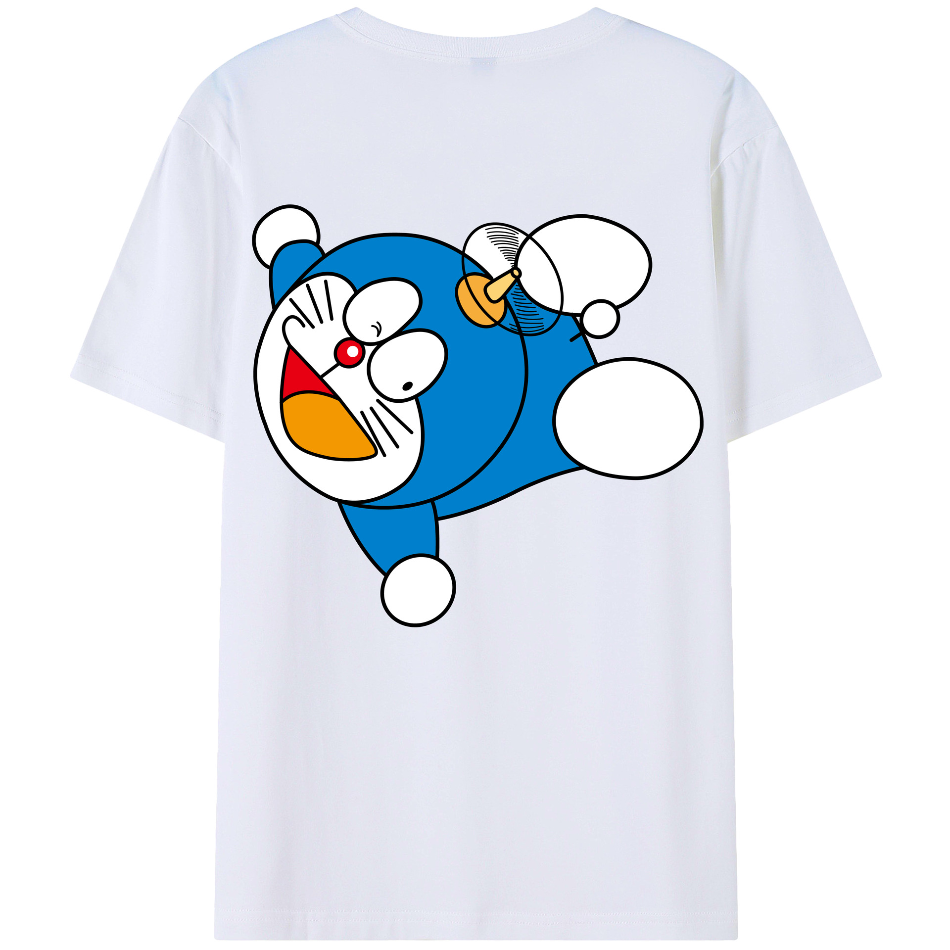 （画像用） ドラえもん Doraemon 綿100％ メンズ半袖Tシャツ（バックプリント） 通気性