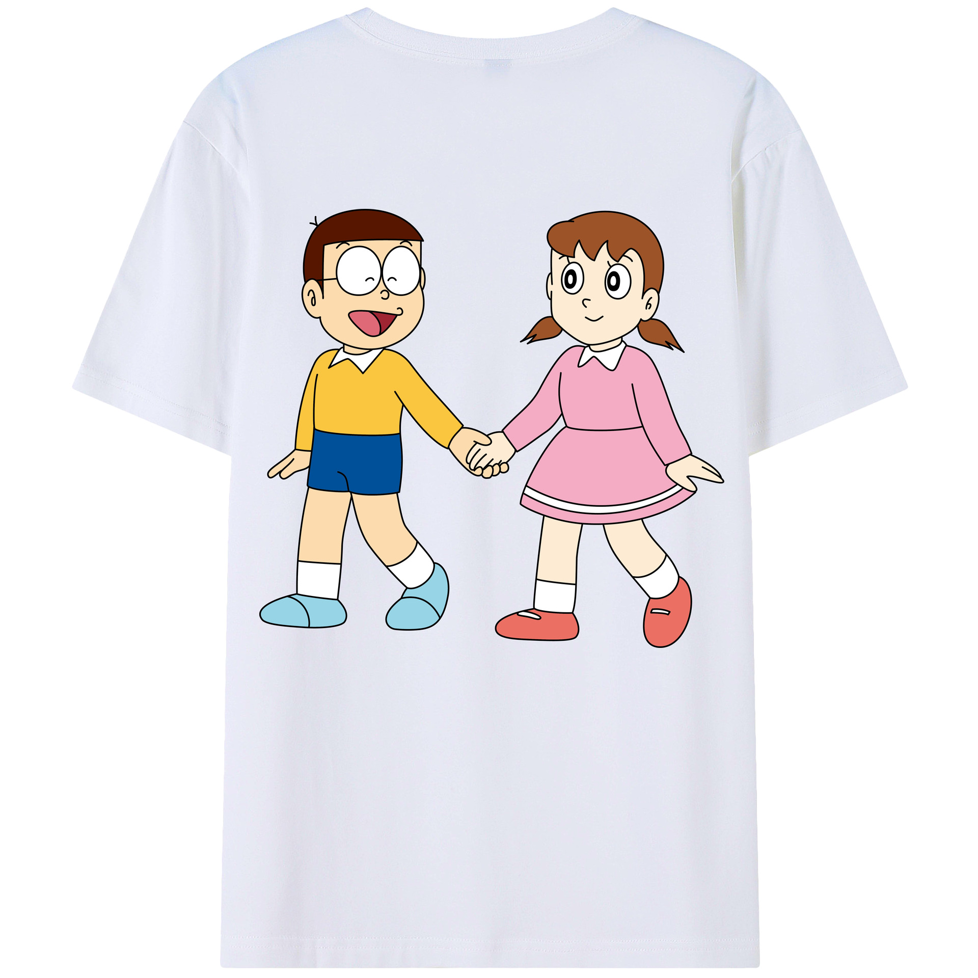 （画像用） ドラえもん 野比 のび太 Doraemon Nobita Nobi 綿100％ メンズ半袖Tシャツ（バックプリント） 通気性