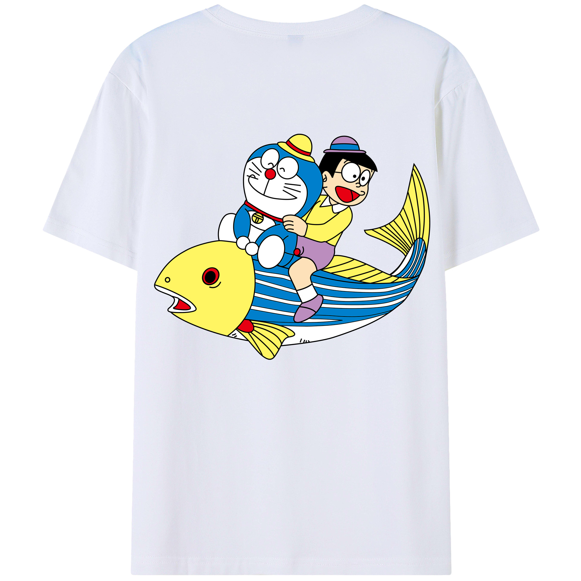 （画像用） ドラえもん 野比 のび太 Doraemon Nobita Nobi 綿100％ メンズ半袖Tシャツ（バックプリント） 通気性