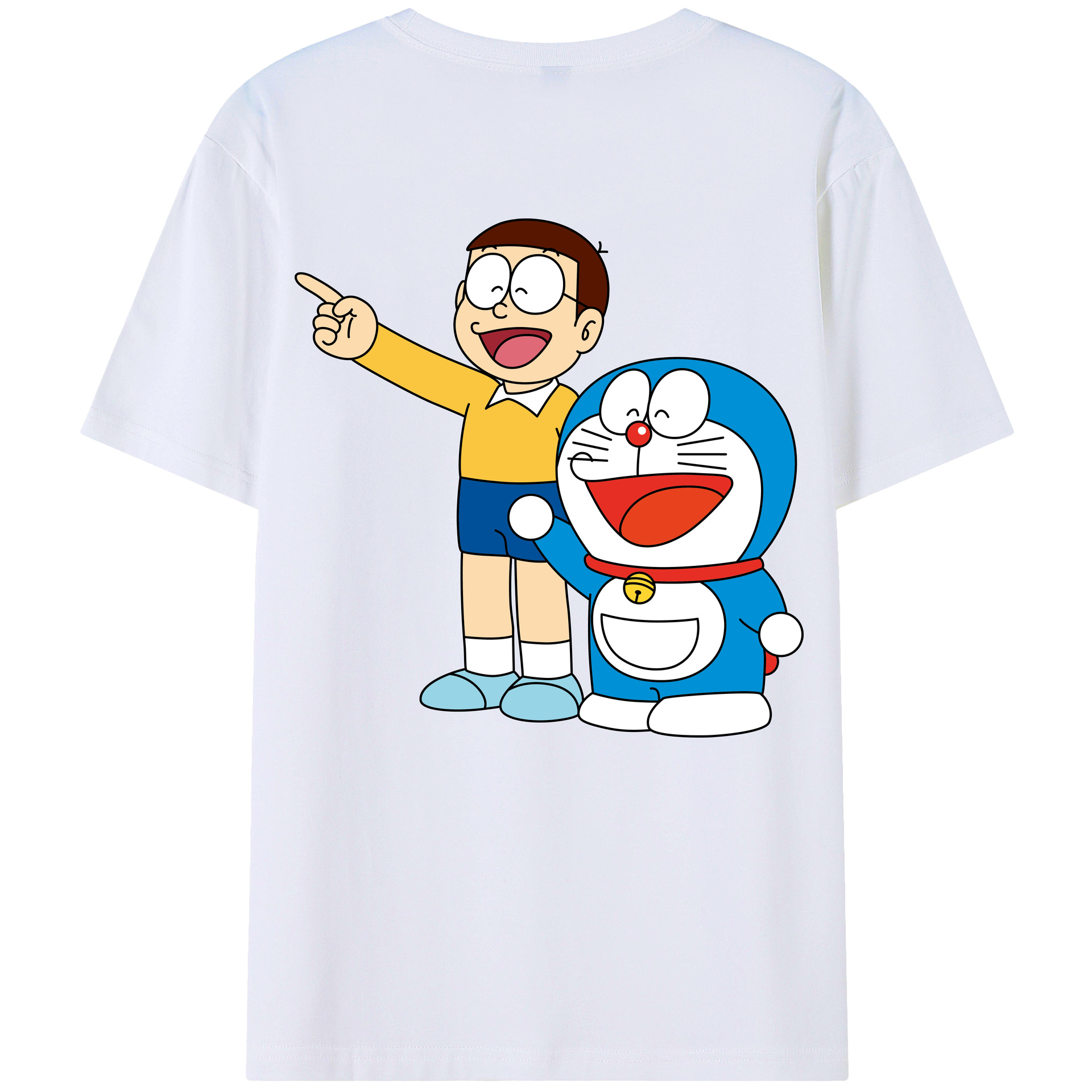 （画像用） ドラえもん 野比 のび太 Doraemon Nobita Nobi 綿100％ メンズ半袖Tシャツ（バックプリント） 通気性