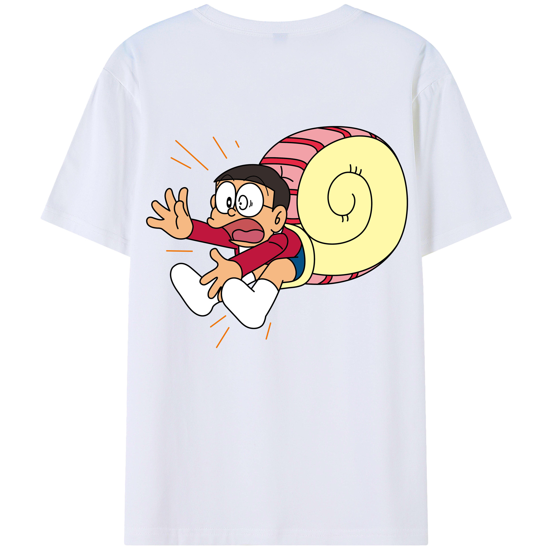 （画像用） ドラえもん 野比 のび太 Doraemon Nobita Nobi 綿100％ メンズ半袖Tシャツ（バックプリント） 通気性