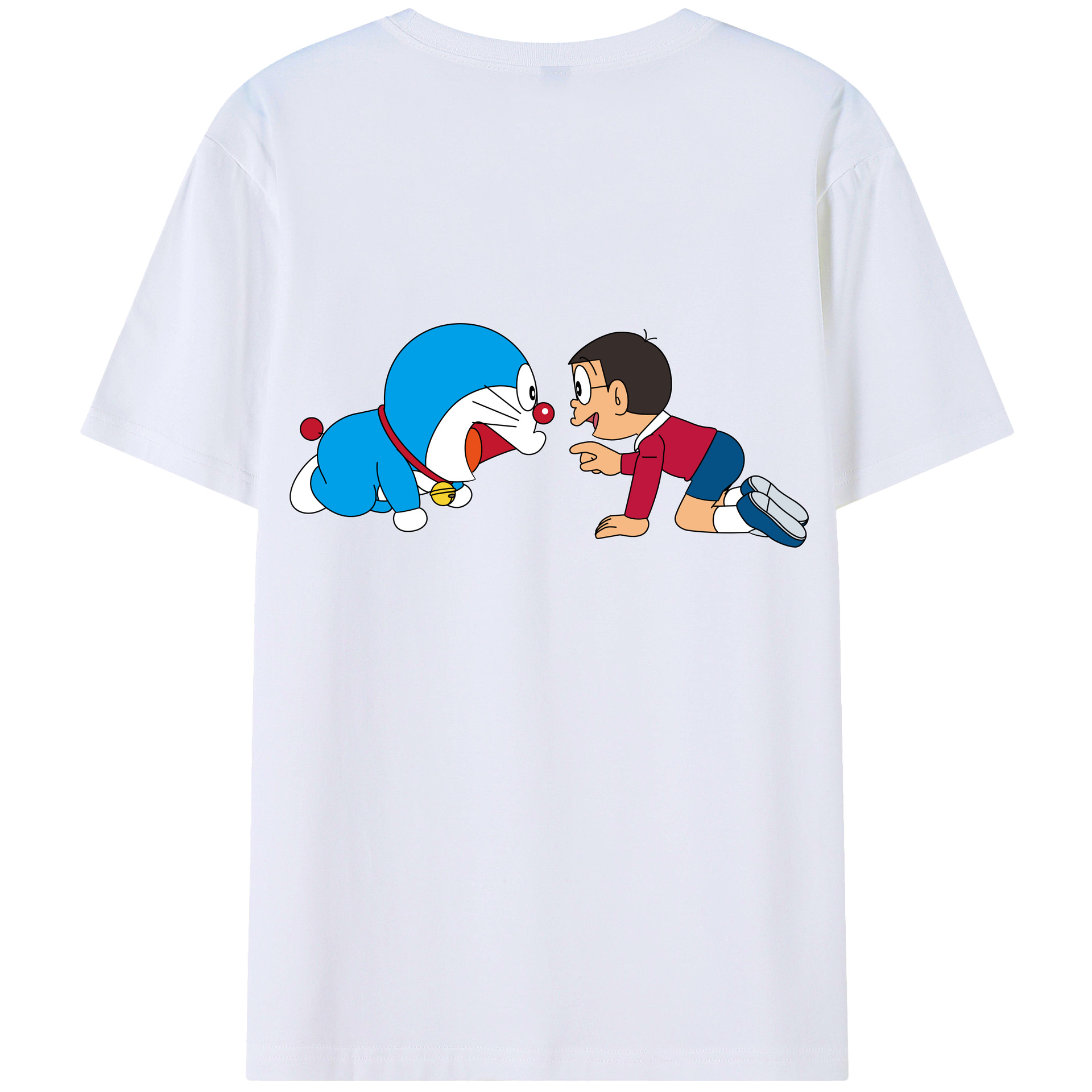（画像用） ドラえもん 野比 のび太 Doraemon Nobita Nobi 綿100％ メンズ半袖Tシャツ（バックプリント） 通気性