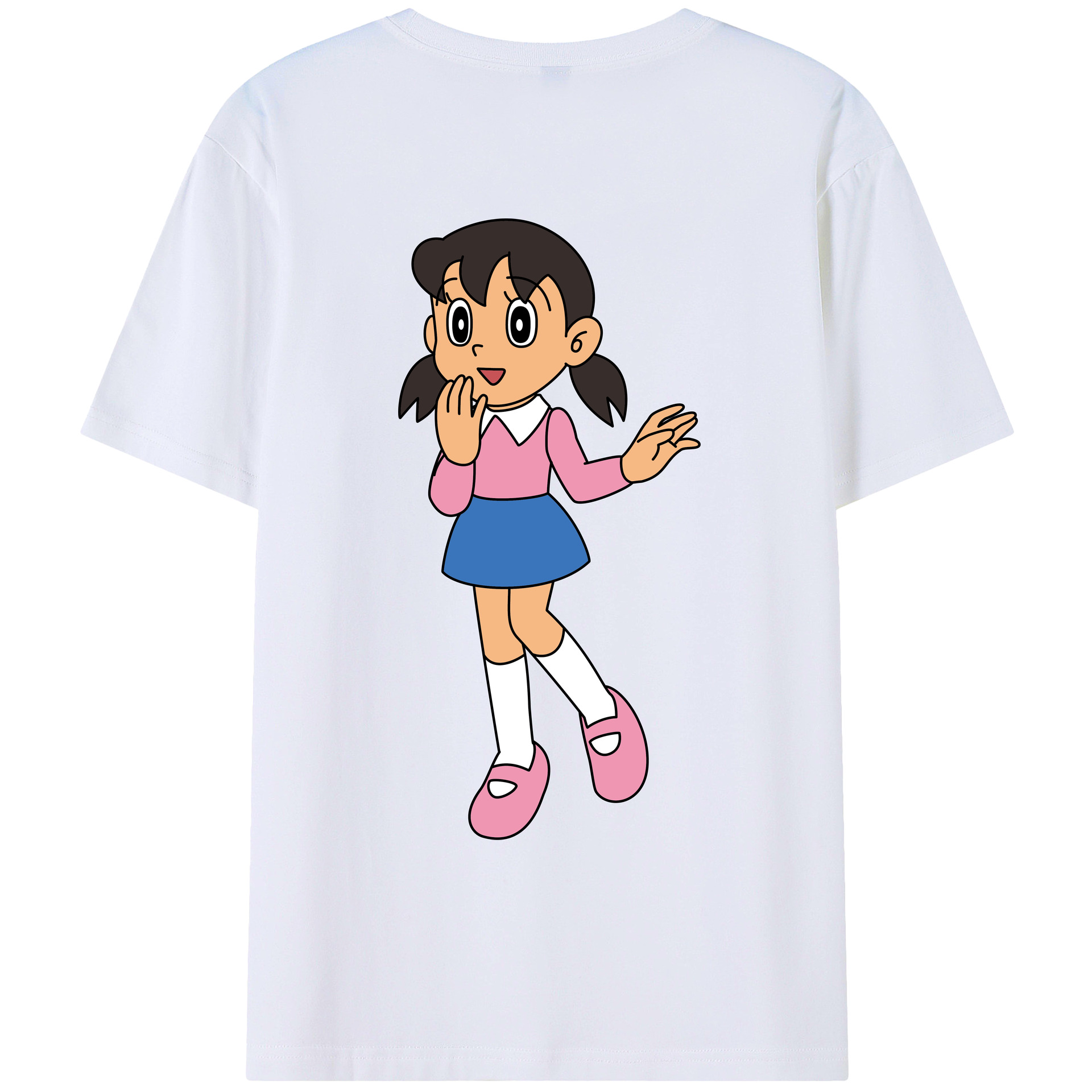 （画像用） ドラえもん みなもと しずか Doraemon Shizuka Minamoto 綿100％ メンズ半袖Tシャツ（バックプリント） 通気性
