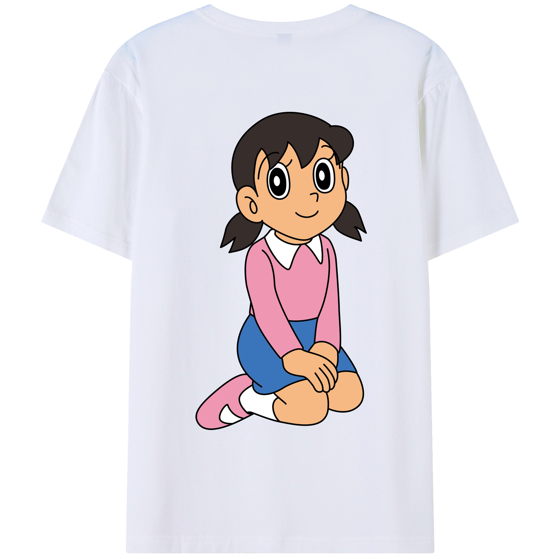 （画像用） ドラえもん みなもと しずか Doraemon Shizuka Minamoto 綿100％ メンズ半袖Tシャツ（バックプリント） 通気性