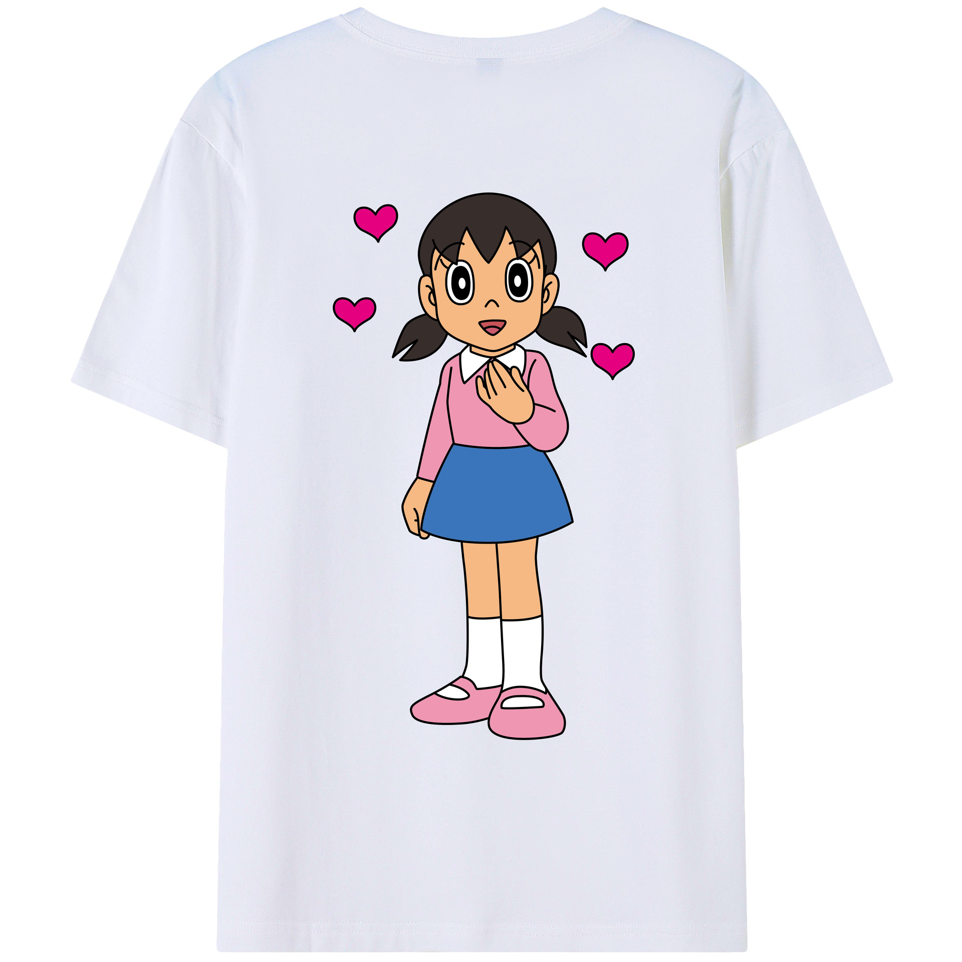 （画像用） ドラえもん みなもと しずか Doraemon Shizuka Minamoto 綿100％ メンズ半袖Tシャツ（バックプリント） 通気性